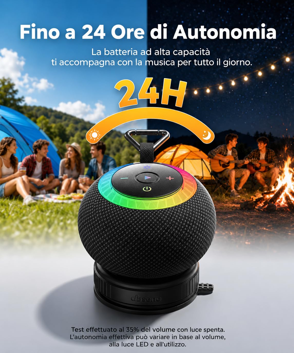 UOHHBOE Cassa Bluetooth Doccia Portatile 20W IPX7 Impermeabile Altoparlante Bluetooth LED Luce 24 Ore di Autonomia Stereo TWS Chiamate in Vivavoce Supporta schede TF con Ventosa per Doccia