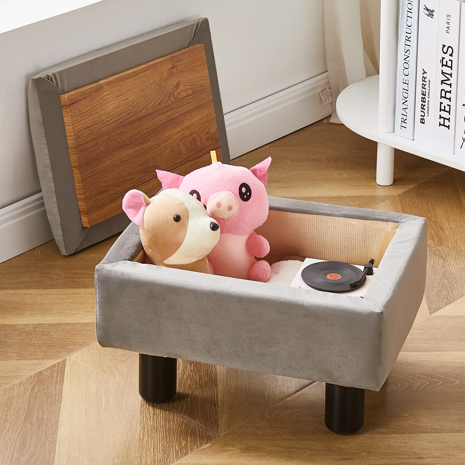 Cpintltr Velvet Footrest Stool Multifunctional Foot Stool Ottomans Storage Ottoman with Tray