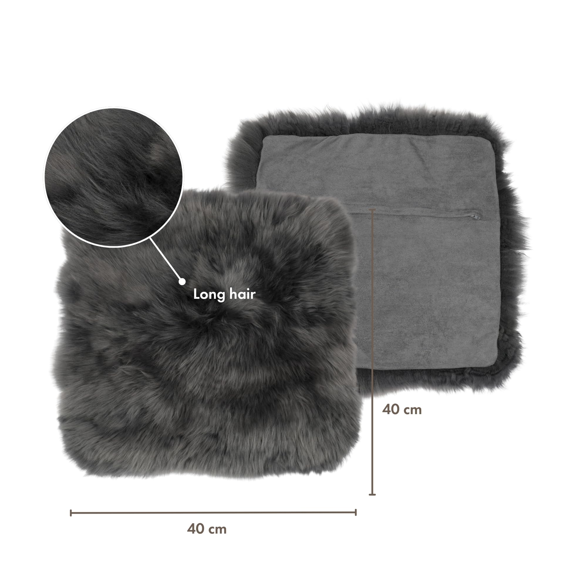 Nordic Sheep Lamsvacht kussensloop 40x40 cm | zachte vacht voor stoelen, bank en bed | Gezellig zitkussen & lamsvel zitkussen in natuurlijke en trendy kleuren | Kleur: lichtbruin