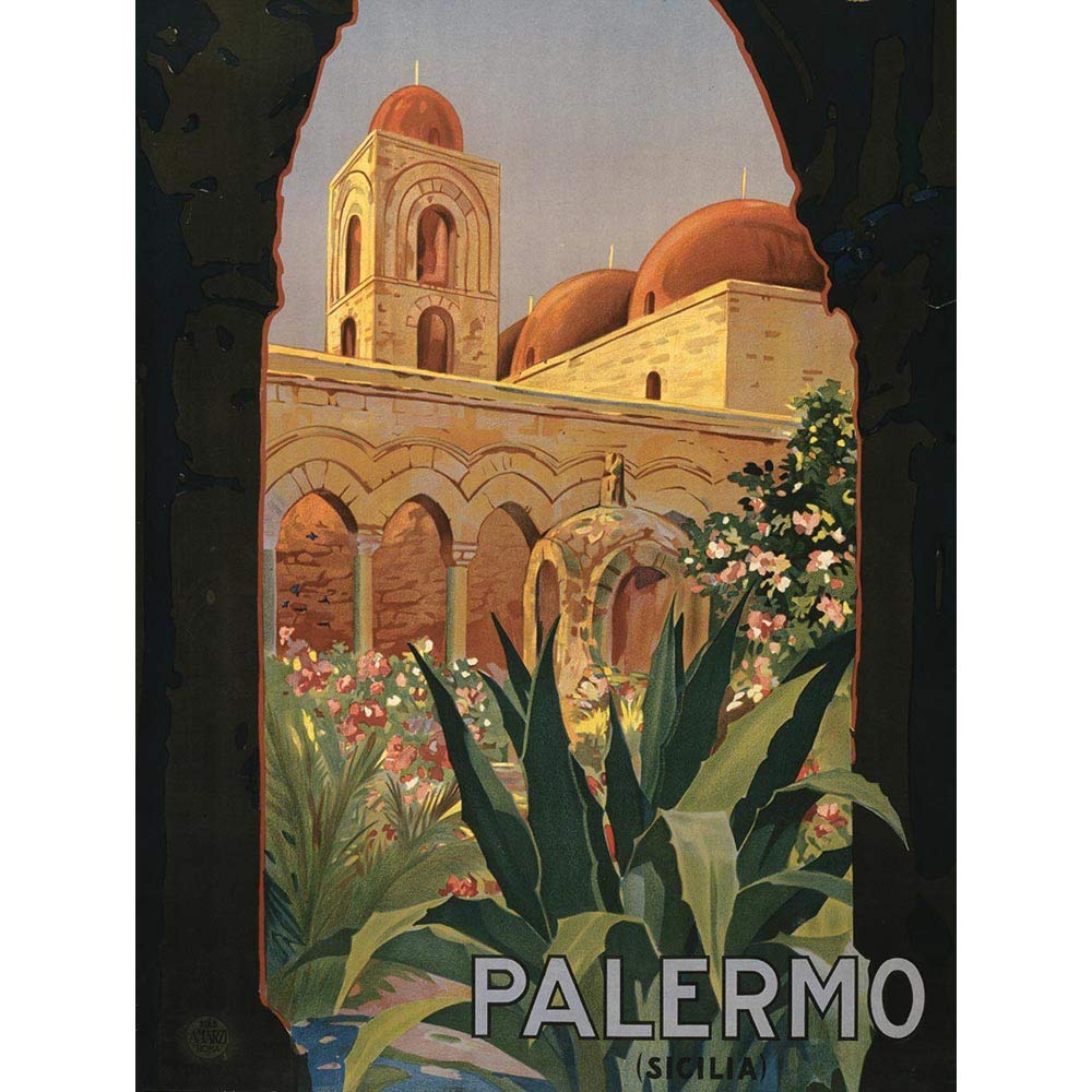 Wee Blue Coo Travel Italy Sicily Palermo Sicilia Art Print Poster Wall Decor 12X16 Inch