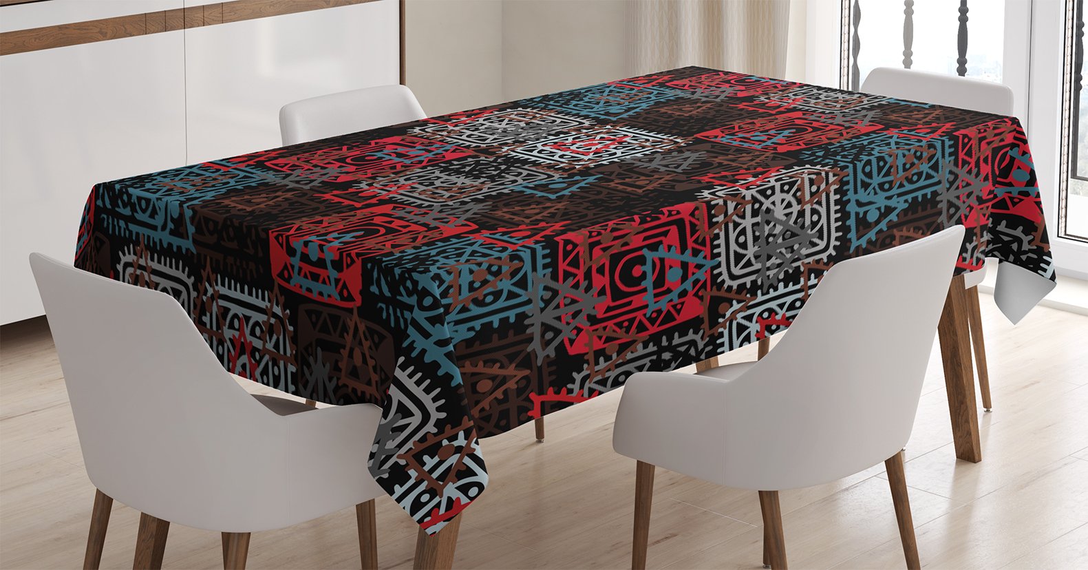 AmbesonneFunny Tablecloth, Naughty Cat Scratching The Wall with His Paws Grumpy Feline Humorous Kitten Graphic, Rectangular Table Cover for Dining Room Kitchen Decor, 60" X 90", Black White