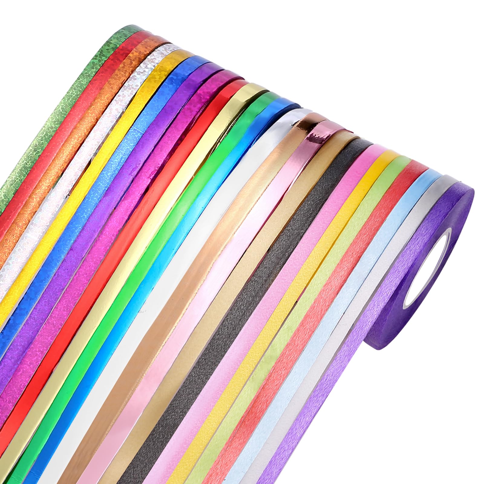 Naler 24 Rolls Curling Ribbon Balloon String Roll Gift Wrapping Ribbons for Party Art Crafts Florist Bows Gift Wrapping Christmas Wedding Birthday Party Decoration, 525 Yards in Total, Assorted Colors