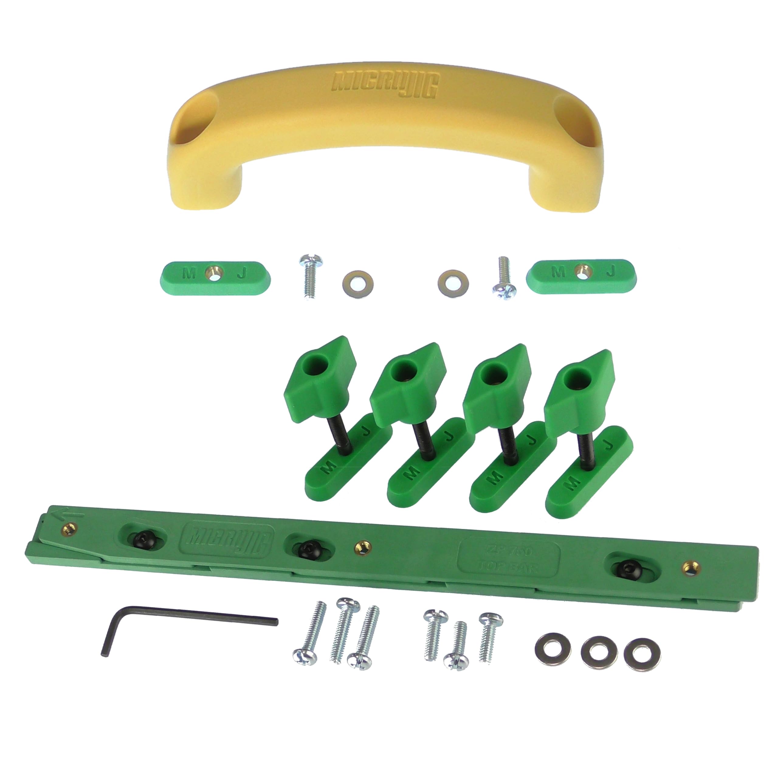 MICROJIGZeroplay 360 Sled Kit and Matchfit Jig Handle for Table Saw Sleds, Miter Slot, Includes Project Plans and Drill Template for Mounting