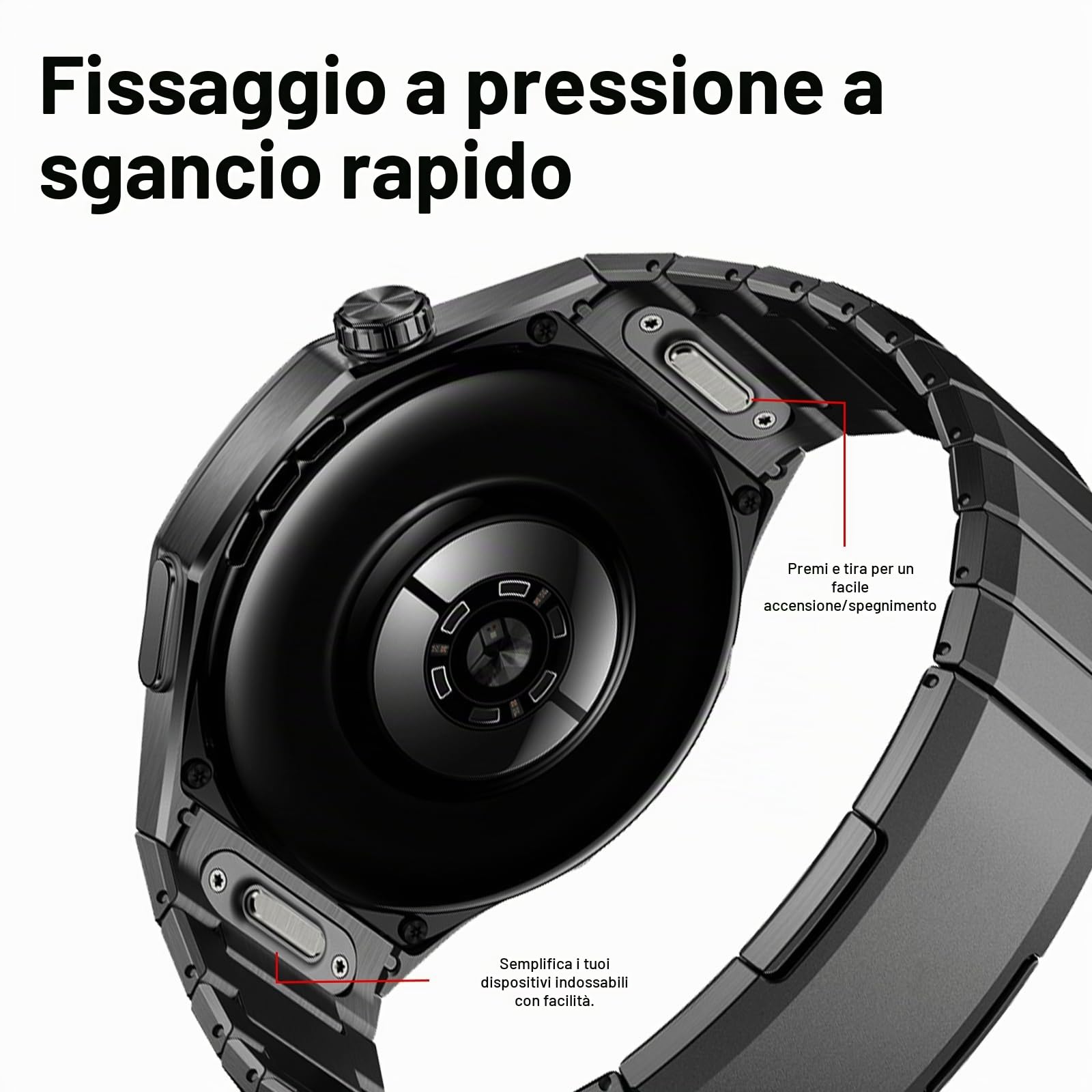 Titanio Cinturino Compatibile con Huawei Watch GT 6 Pro 46mm Avanzado Titanio Sin lagunas per Huawei Watch GT 6 Pro Smartwatch Ajustable sin herramientas Titanium Cinturino per Uomo Donna