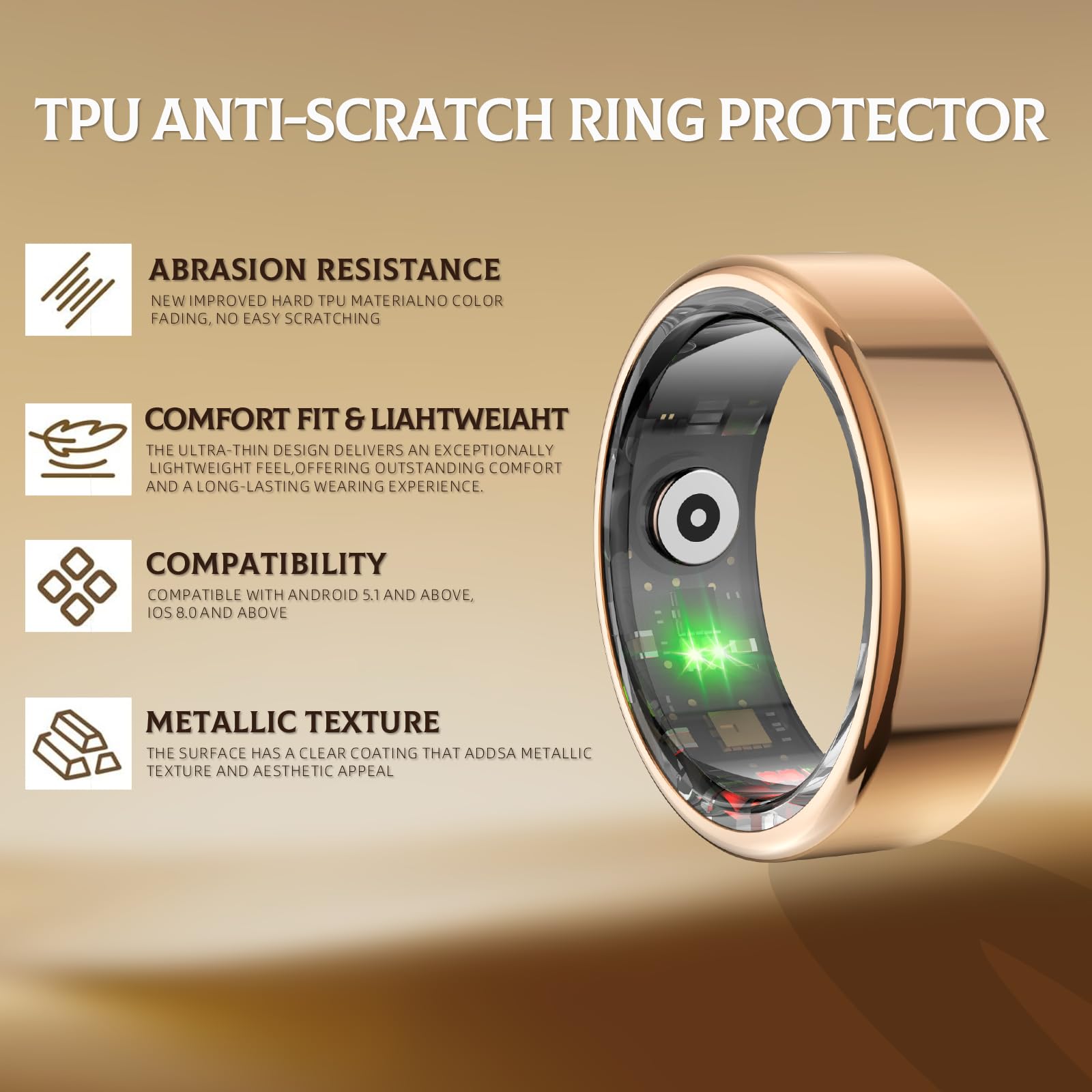 Bague Connectée Smart Ring pour Femme et Homme, Tracker Fitness avec Moniteur Fréquence Cardiaque, Sommeil, 100+ Sports, Podomètre, Étanche IP68, Sans Abonnement pour iOS/Android (Argenté, 9)