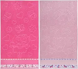 Kit 2 Toalhas Banho Infantil Criança Algodão Jacquard Menino Menina 1,20m X 0,70m (Menina)