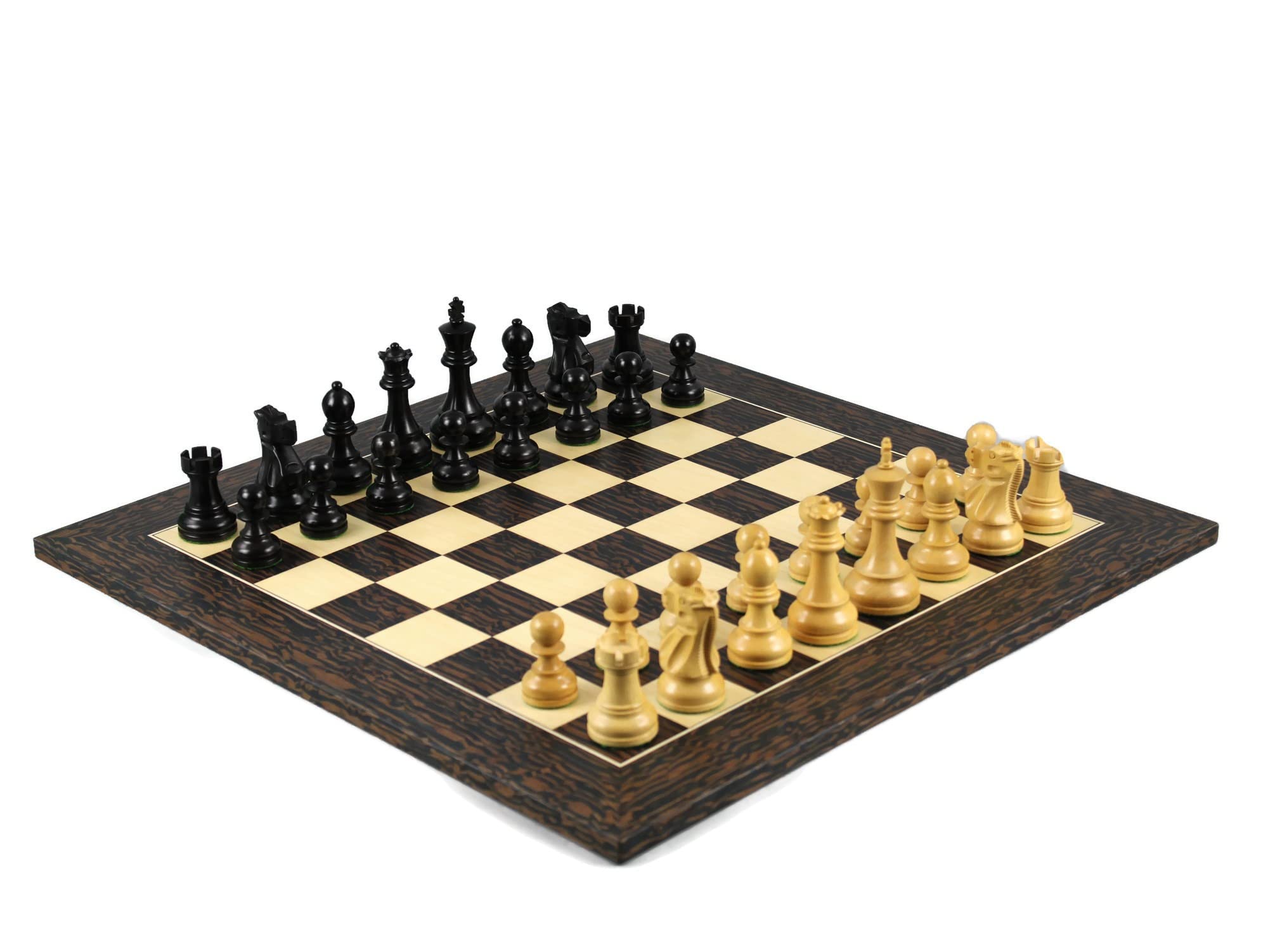 Set di scacchi in legno Tiger Ebony Board 20 pollici ponderato Ebanizzato Reykjavik Staunton Pezzi 9,75 pollici