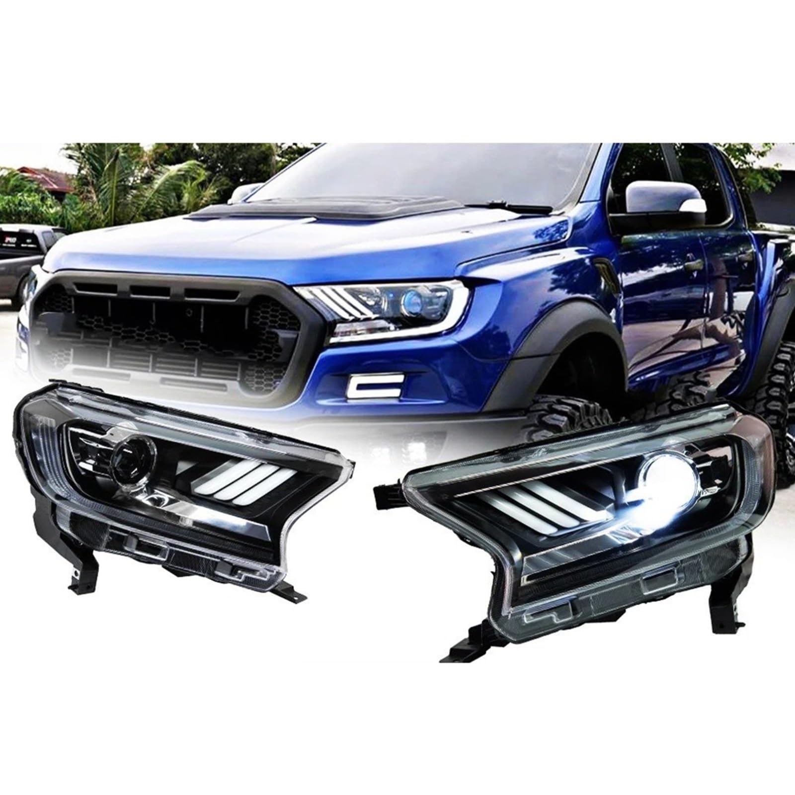 Gruppo Faro per Auto Ranger 2016-2021 Faro Anteriore DRL Indicatore di direzione Fascio Luminoso Angel Eye Lente proiettore