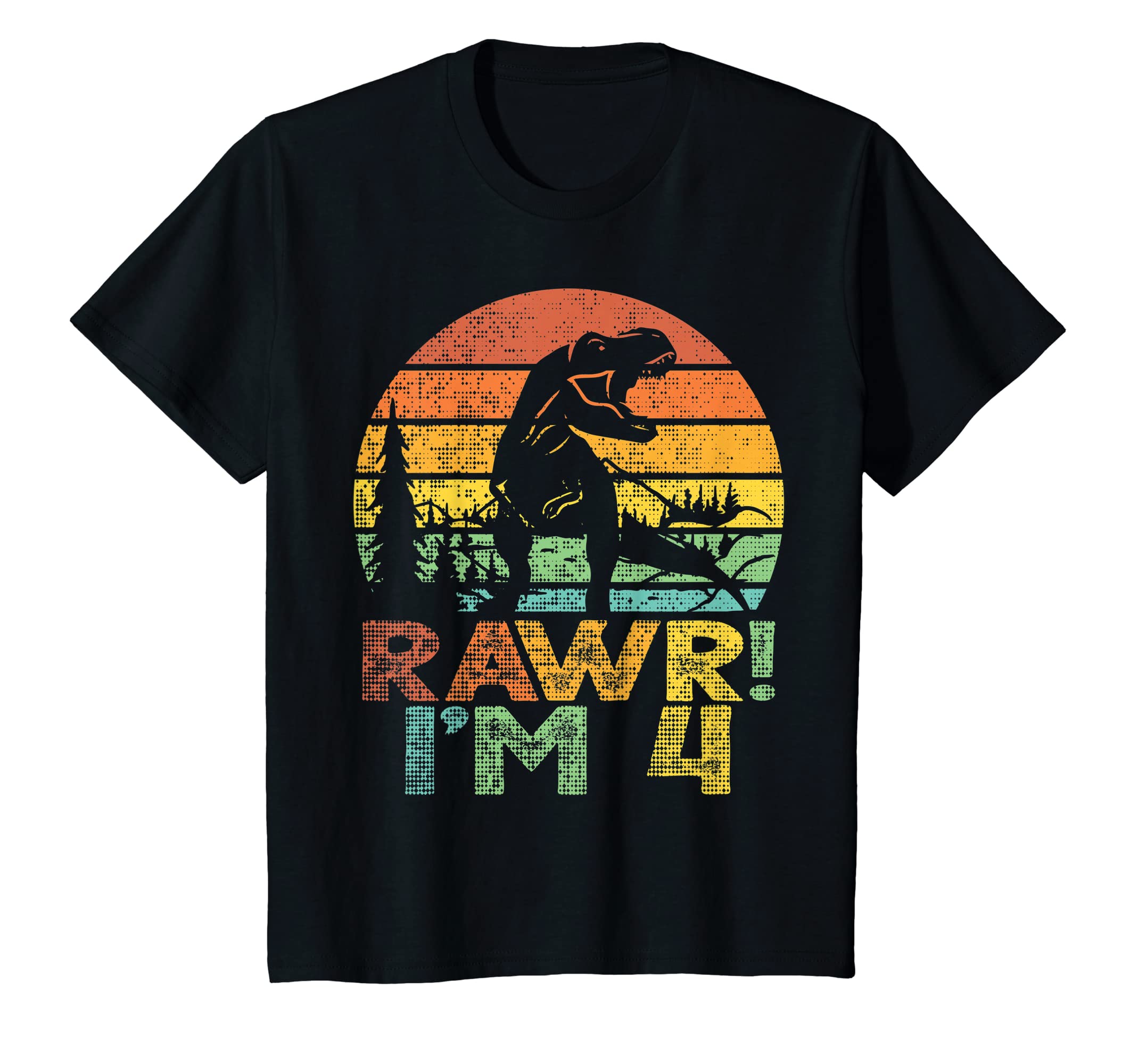 Kids Rawr Im 4 Dinosaur T Rex 4 Year Old Boys 4th Birthday Party T-Shirt