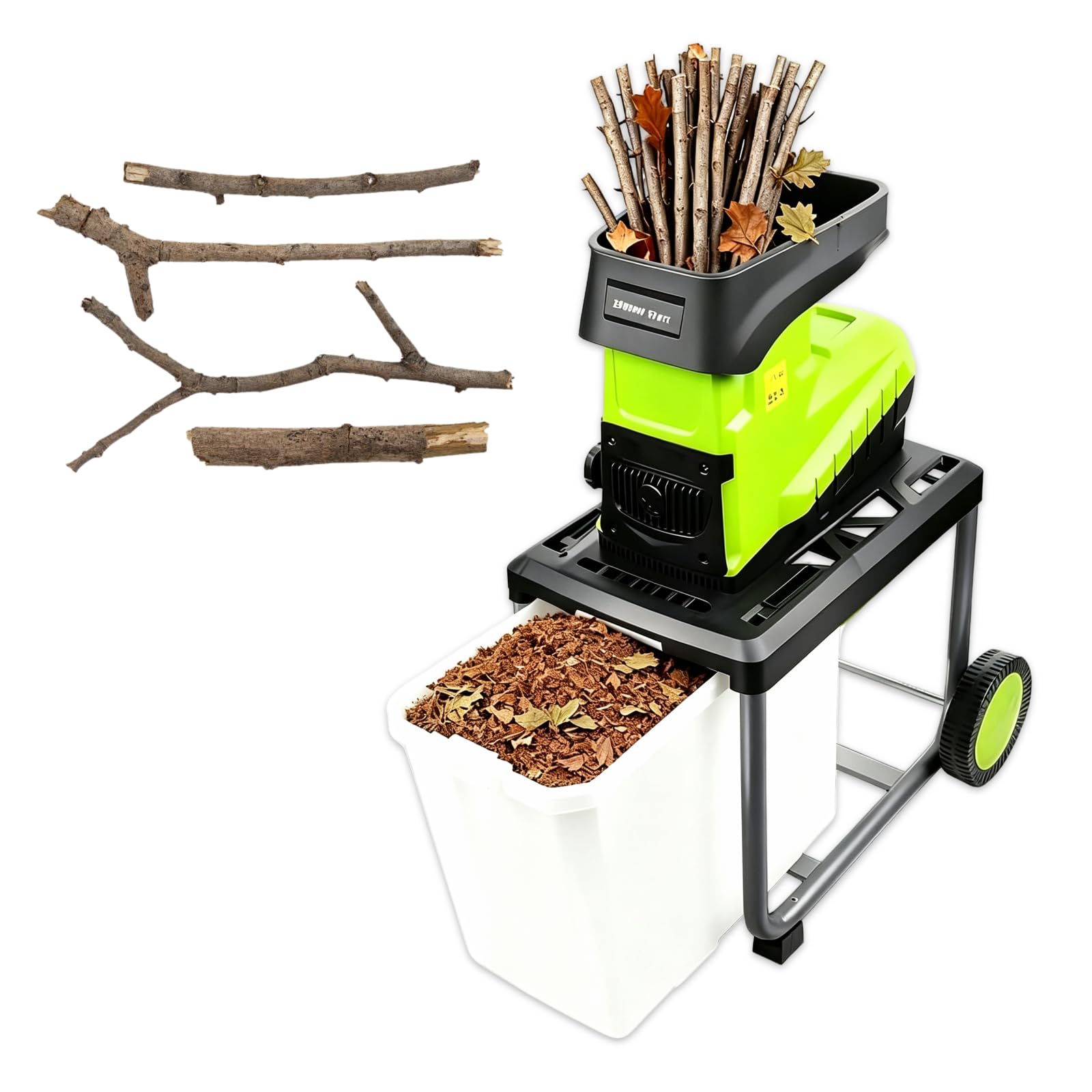 Trituratore di legno, trituratore di legno elettrico da giardino da 2800 W