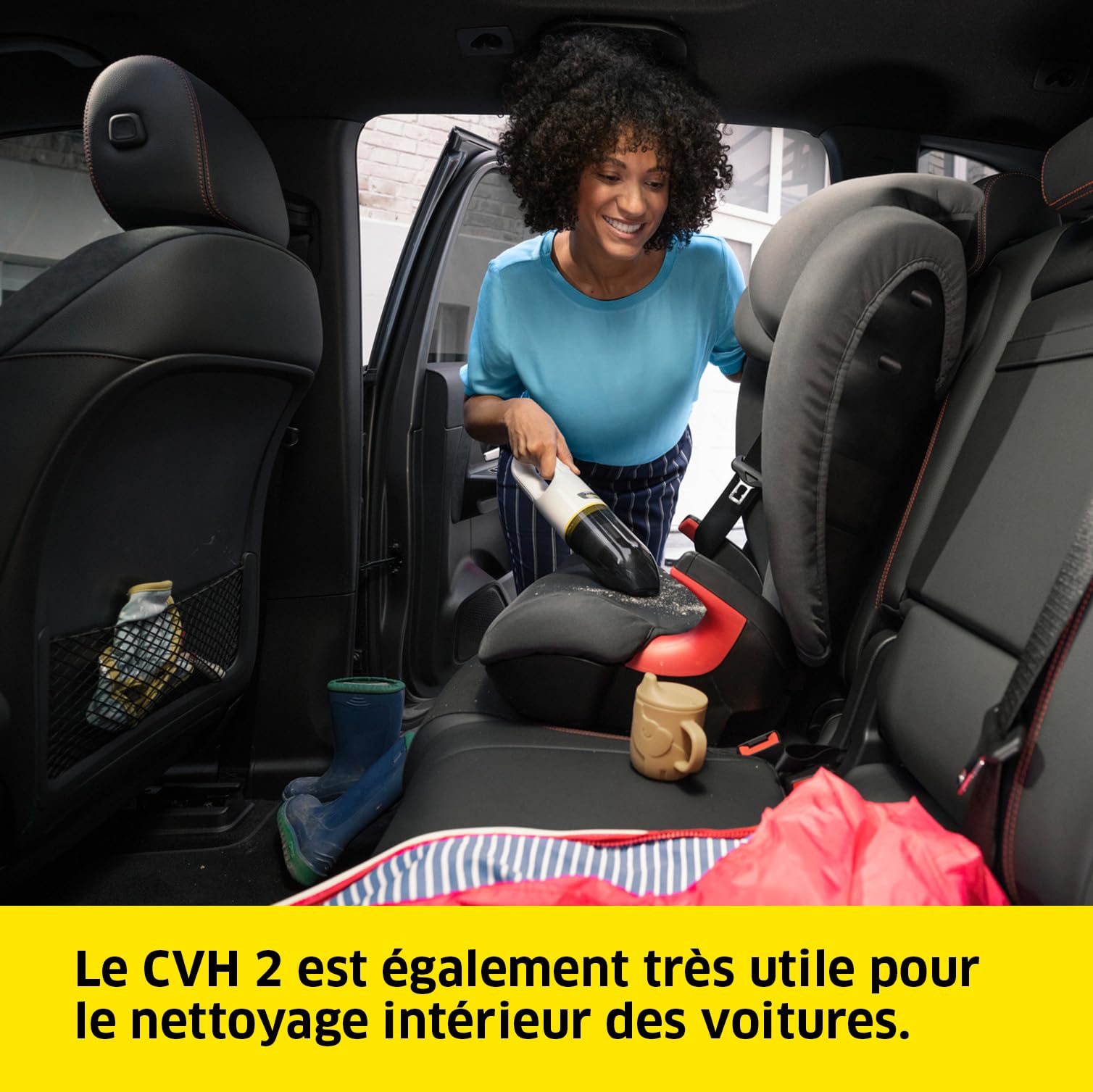 KÄRCHER Aspirateur à Main sans Fil CVH 2, Aspirateur Compact pour Une Utilisation Rapide, Bac à Poussière : 0,15 l, Poids : 0,65 kg, Batterie 7,2 V, Chargeur USB, Suceur pour Fentes 2 en 1 Inclus