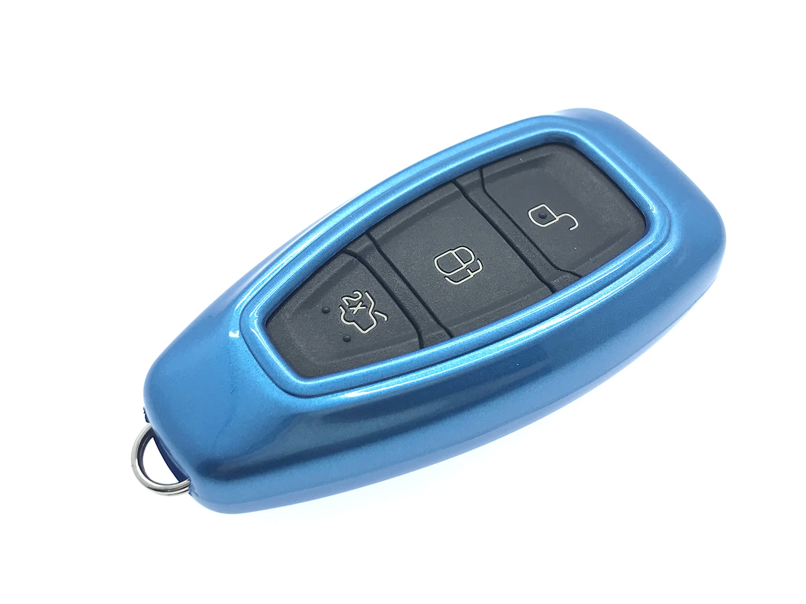 Protex ABS HARD PLASTIC GLOSSY KEY FOB PROTECTIVE SHELL CASE FOR FORD S-MAX/B MAX/C- MAX/FOCUS/MONDEO/KUGA/FIESTA FUSION ST 3 BUTTON REMOTE KEYLESS SMART KEY FOB (BLUE)