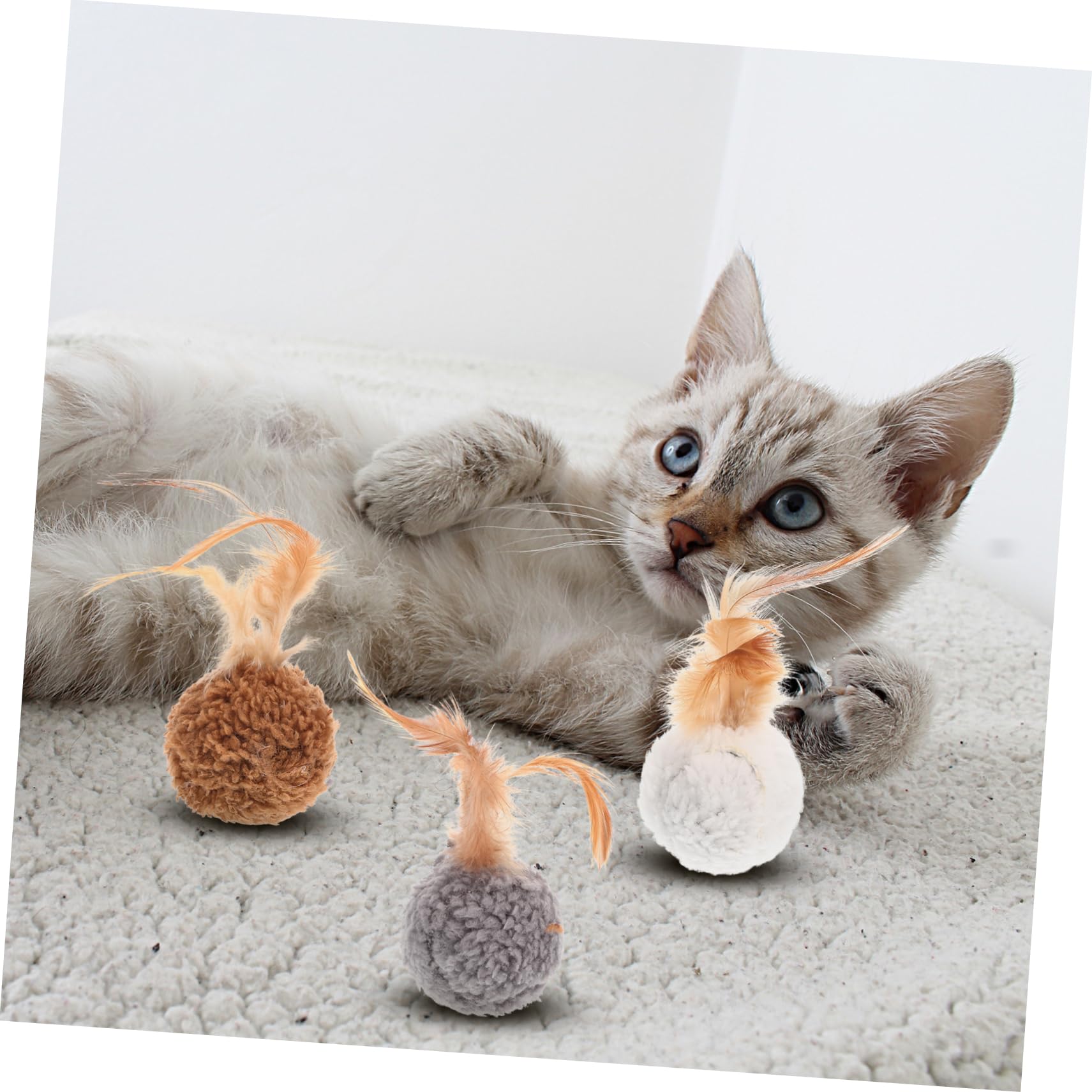 Kisangel 27piezas Juguete para Gatos De Peluche y Cascabeles Accesorio Interactivo para Estimulación y Ejercicio De para Gatos y Gatitos