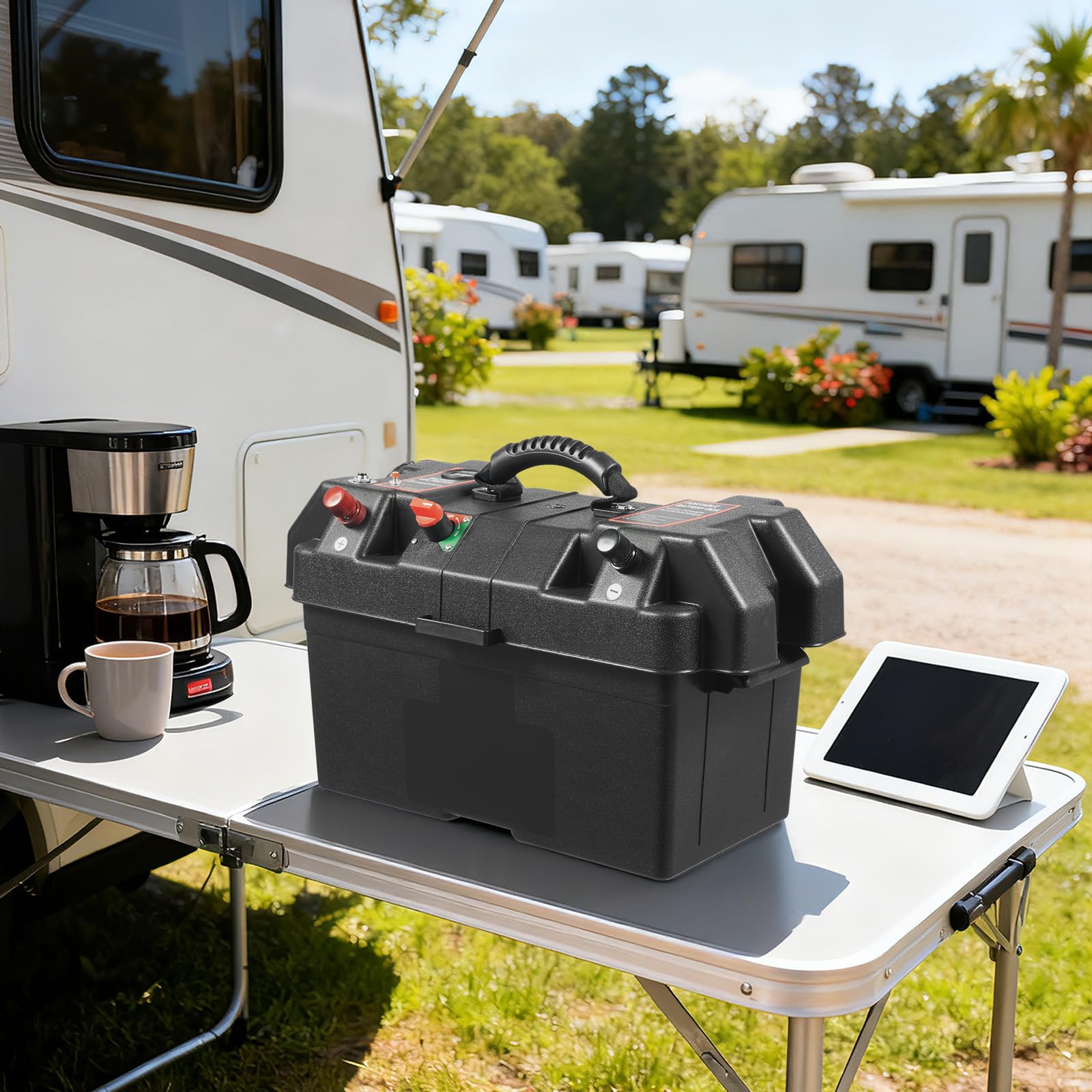 Boîte à piles multifonction avec double ports USB et LED