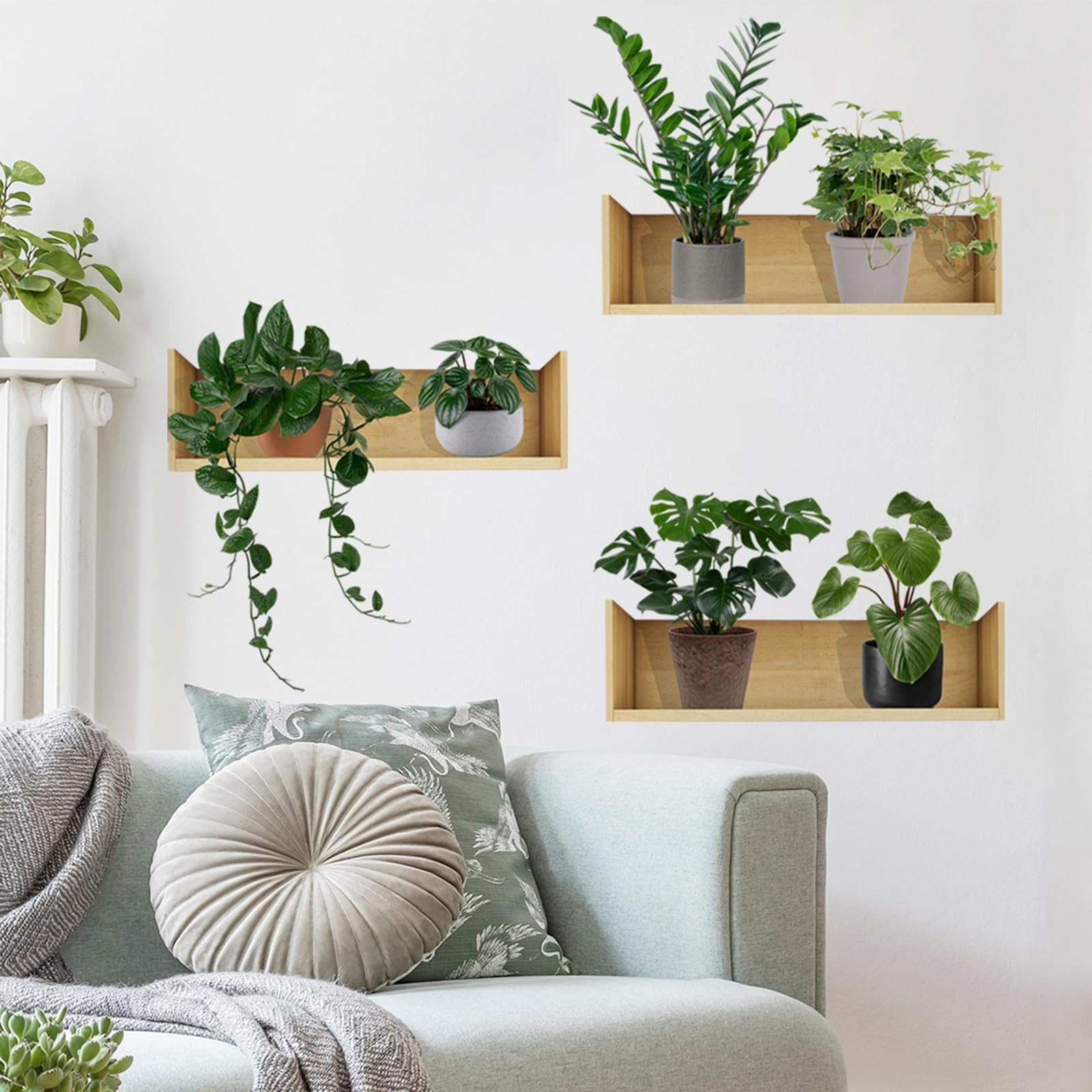 Calcomanías de pared de plantas verdes en 3D, bonsái, plantas tropicales, vinilo creativo para despegar y pegar, decoración de pared extraíble para oficina, hogar, sala de estar, dormitorio (planta