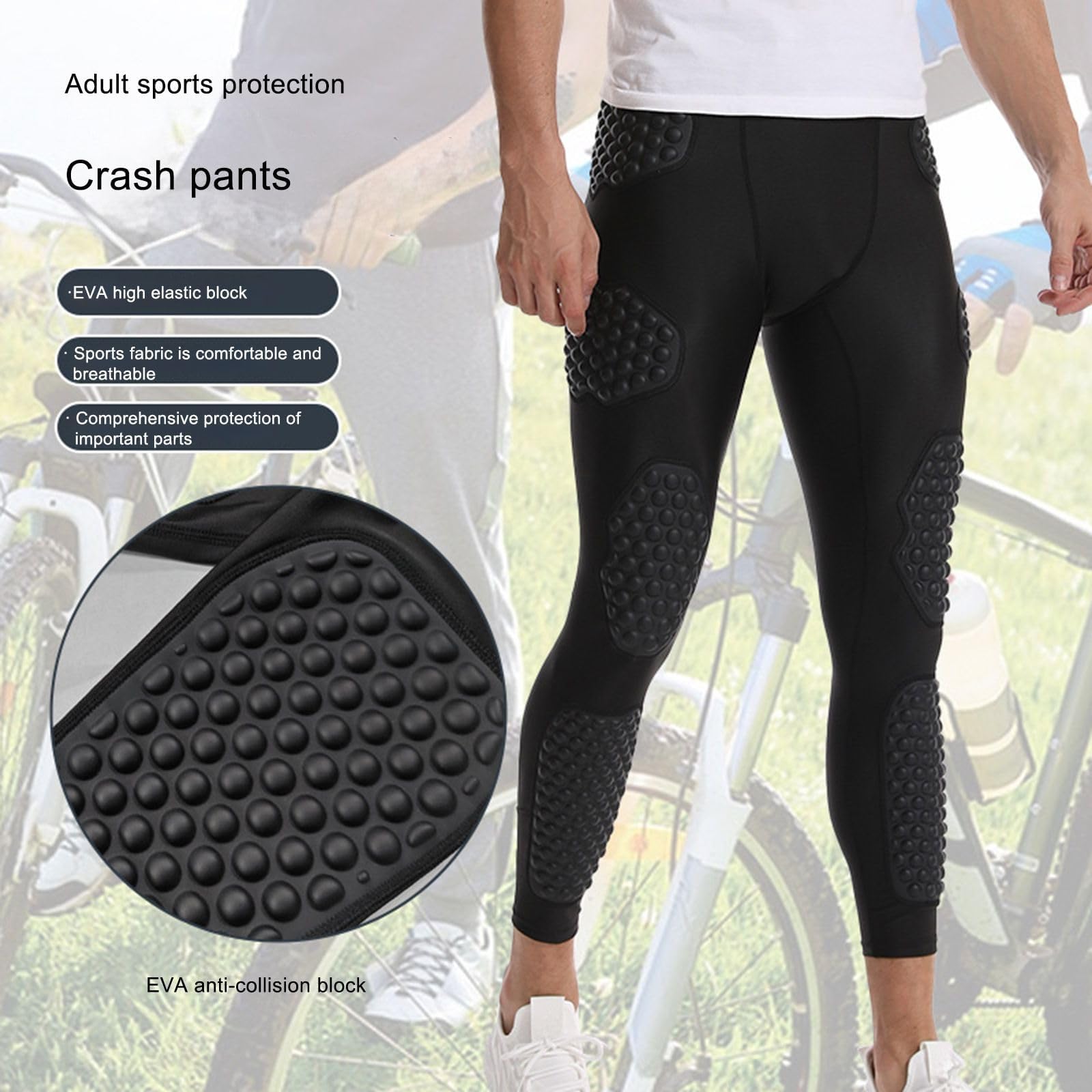 Pantalon de compression rembourré pour homme - Leggings athlétiques pour football, basket-ball, paintball - 12 chaussettes