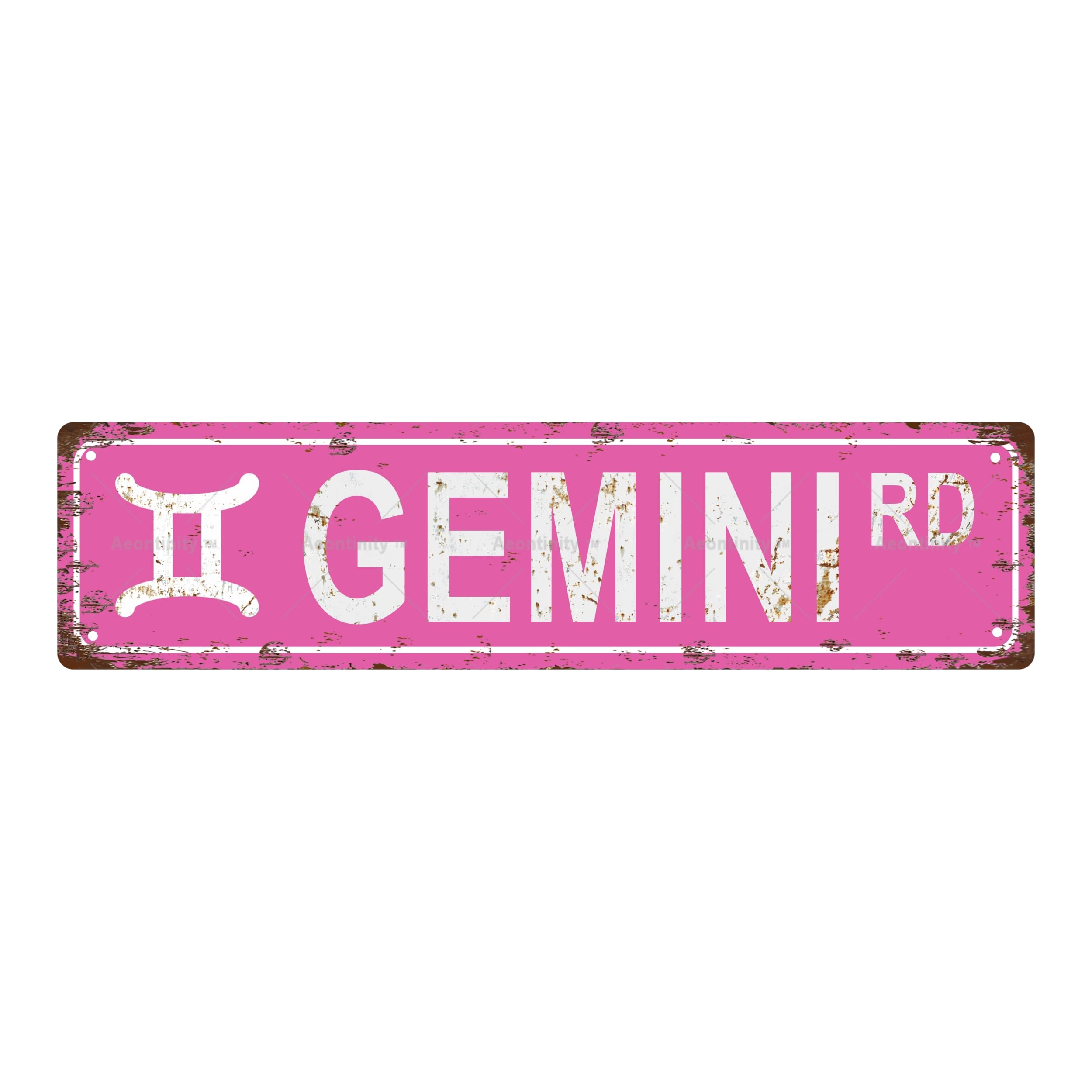 Gemini Star Sign Zodiac Sign Metal Tin Street Sign Bar Cafe Garage Cave Home Room Wall Bathroom Farmhouse Garden Porch Patio Decor,4x16 Inch
