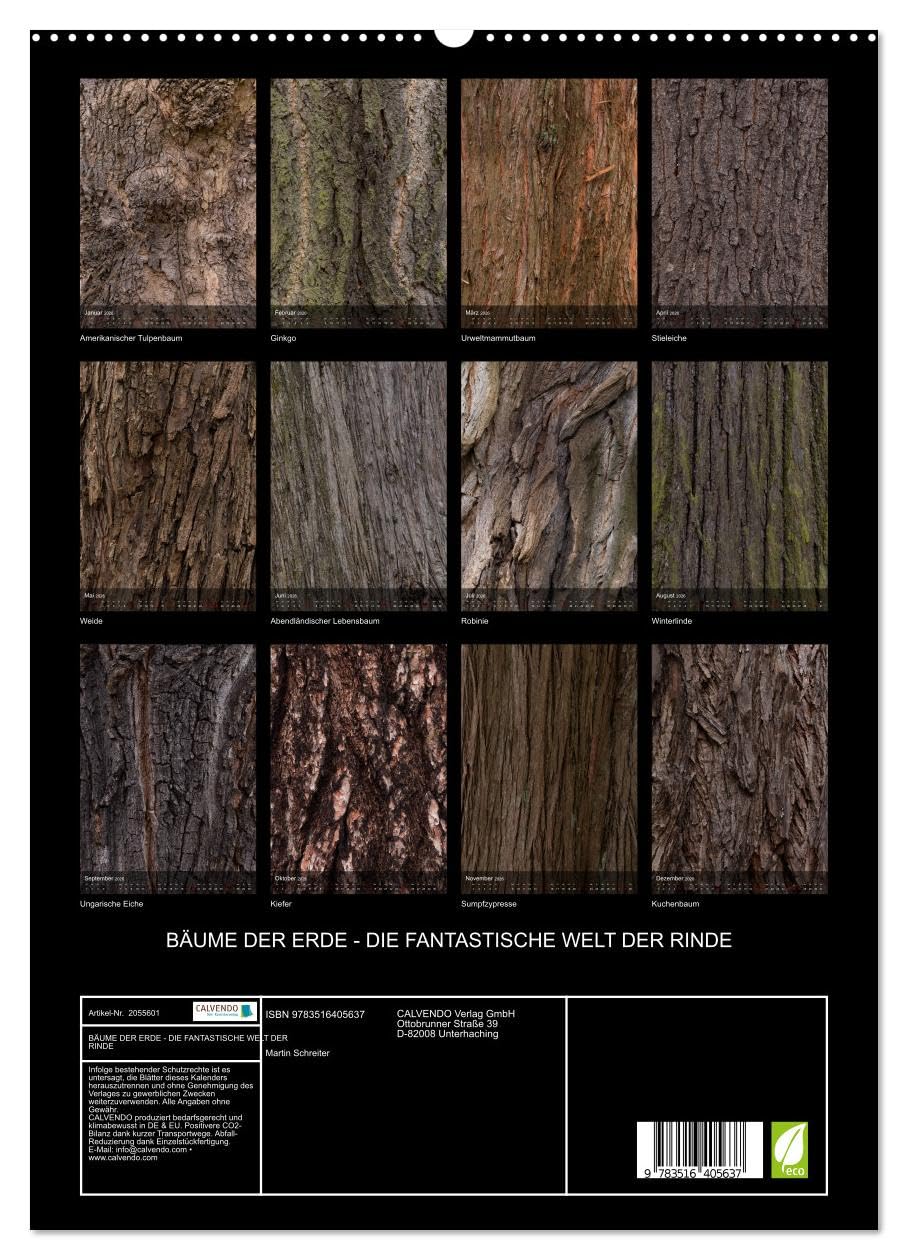 BÄUME DER ERDE - DIE FANTASTISCHE WELT DER RINDE (hochwertiger Premium Wandkalender 2026 DIN A2 hoch), Kunstdruck in Hochglanz: Nahaufnahmen der ... und Formen ihrer Rinden. (CALVENDO Natur)