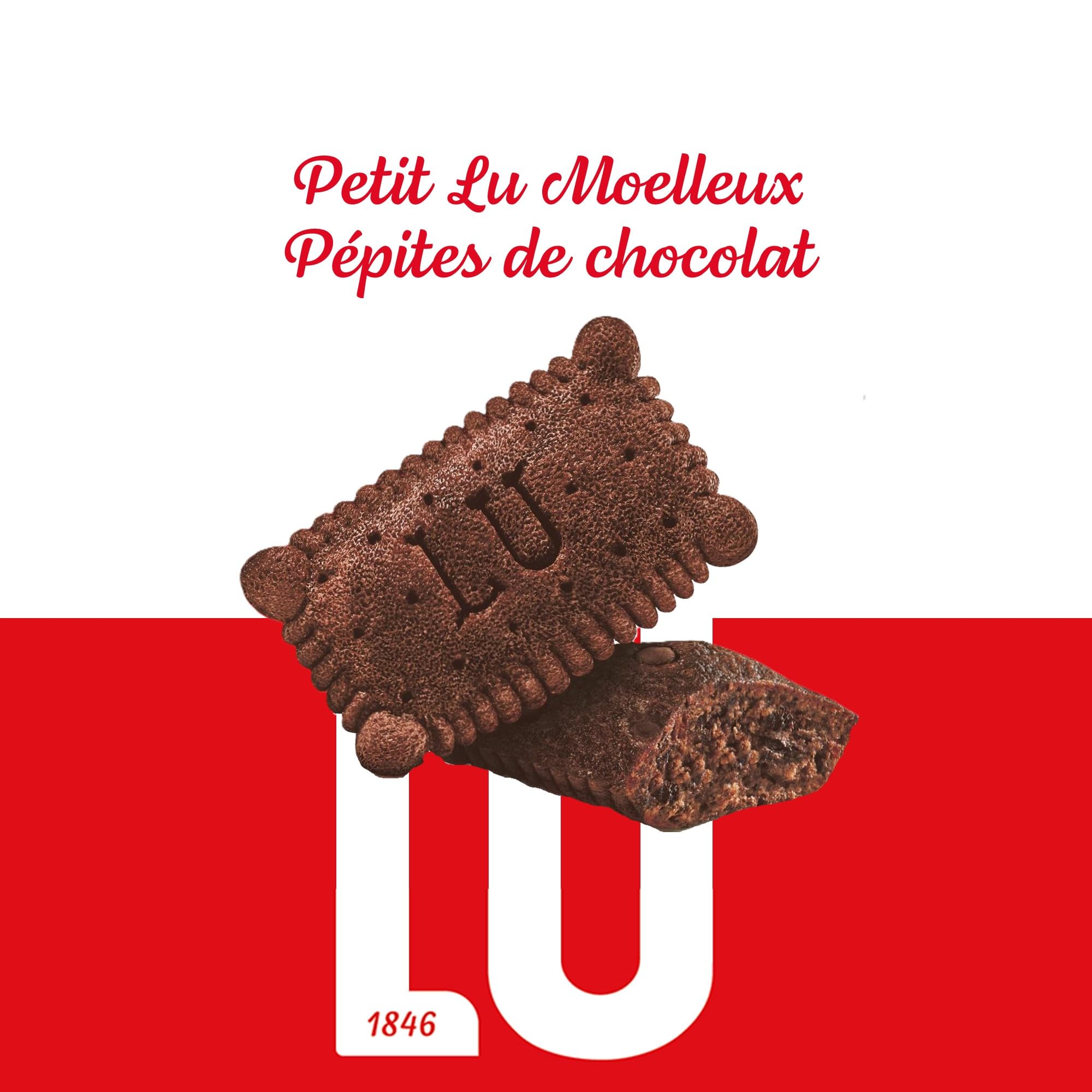 LU - Petit LU Moelleux - Gâteau Moelleux Pépites de Chocolat - Sans Conservateur Ni Colorant - Lot de Gâteaux en Sachets Individuels - Idéal pour le Goûter des Enfants - Carton de 48 Sachets de 28 g