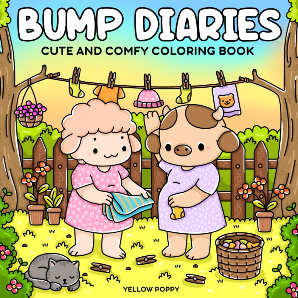 Bump Diaries: Cute and Comfy Coloring Book for Adults and Teens, 50 Hand-Drawn Pages of Adorable Animal Besties, a Sweet Pregnancy Journey with Cozy Moments. Simple, Big Designs for Relaxation.