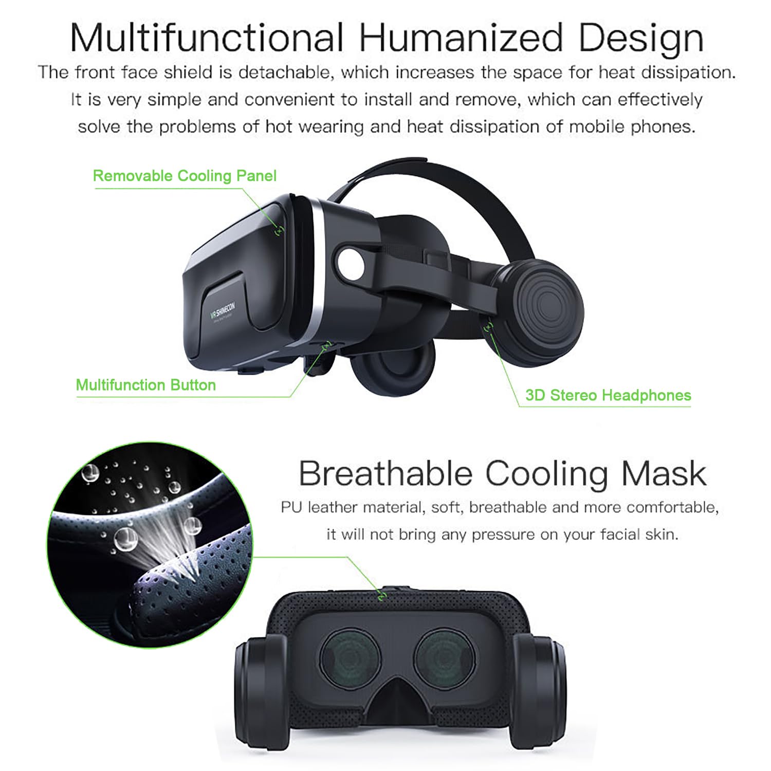 Casco VR con controlador Compatible para iPhone y Android, Actualización de Gafas VR con Casco, visor de realidad virtual 3D, Soporte para Smartphones de 4,7 a 6,0 Pulgadas