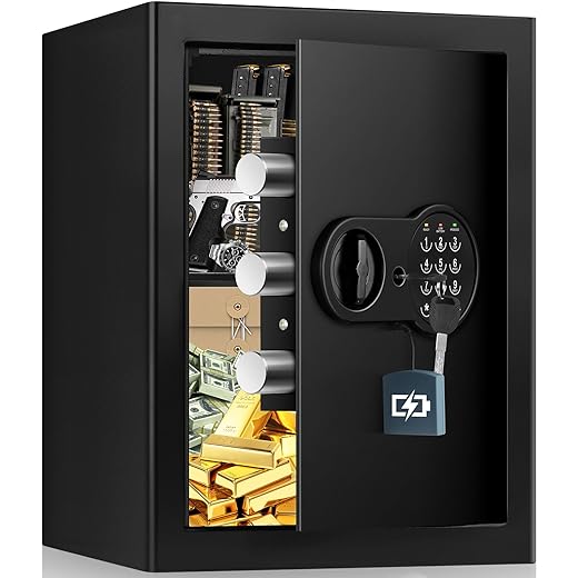 2.5 Cu ft Large Fireproof Safe Box For HOME USE, Digital Home Security Fire Safe with Key and Combination Lock, Large Document Safes Fireproof Waterproof for Firearm Medicine Money Valuables