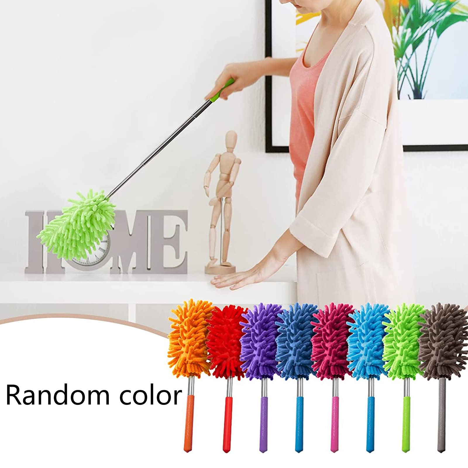 CHENZILIN 11'' to 31'' Extendable Telescoping Microfiber Duster Bendable Brush Washable Dusting Brush for Office Home Car