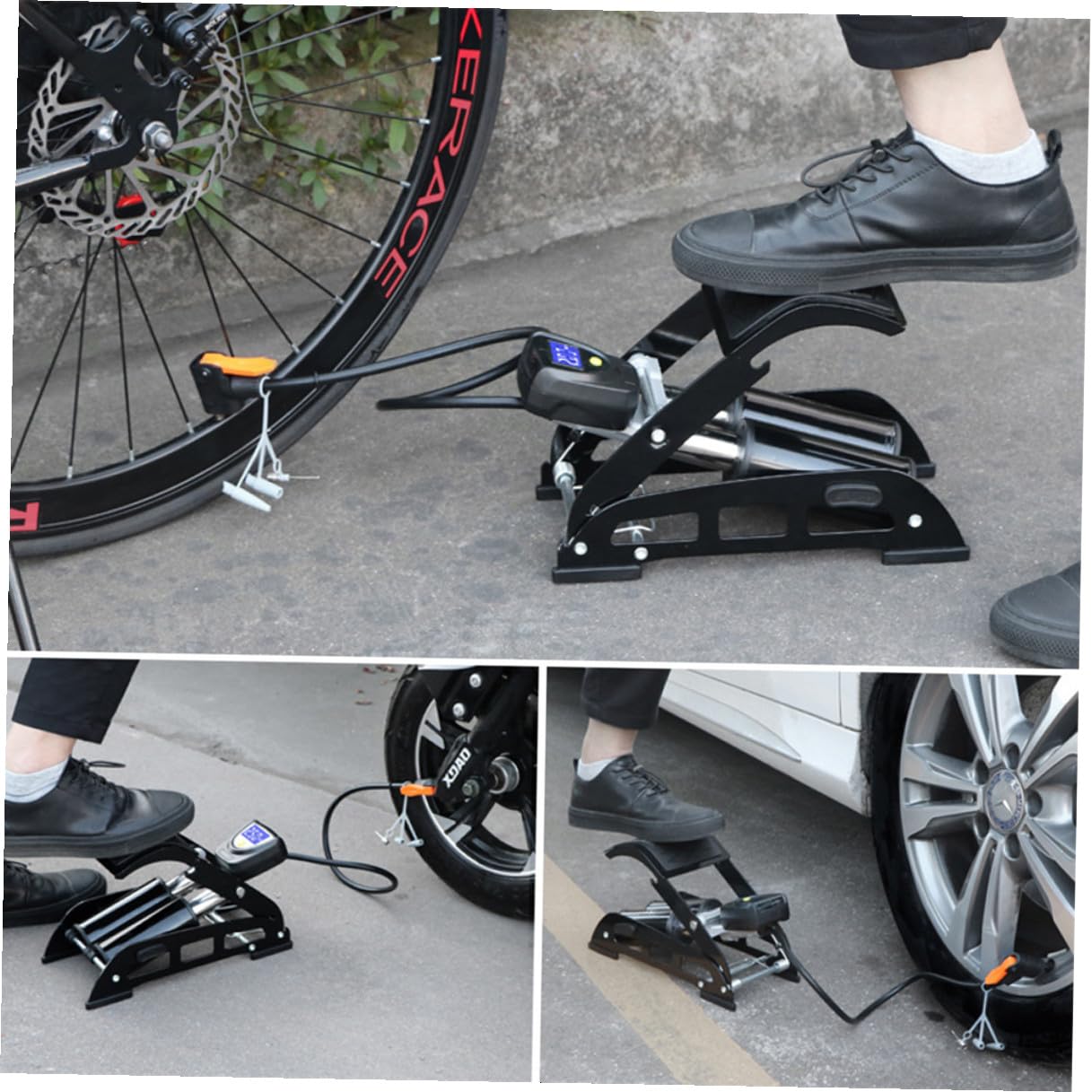 Pompa ad Aria Portatile Mini a Pedale per Bicicletta e Pallavolo