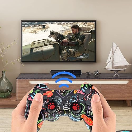 Miniatura 5 de CFORWARD Controlador controlador inalámbrico controlador de juego compatible con control remoto play3 con cargador y empuñaduras para el pulgar