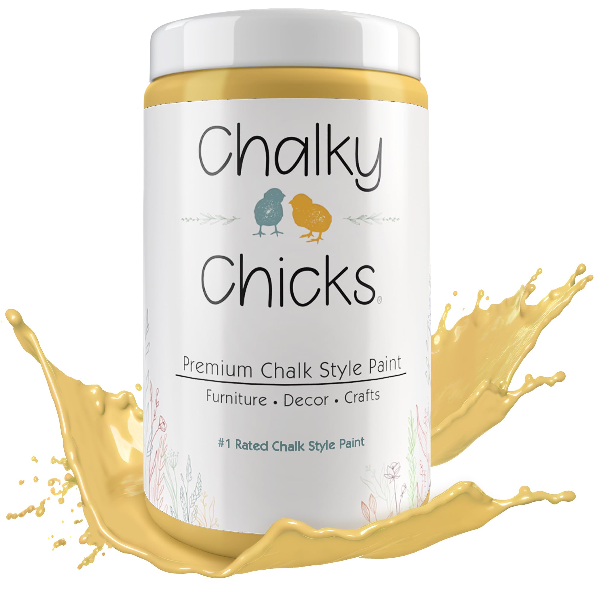 Chalky Chicks | Dandelion Yellow Matte Chalk Finish Paint | Perfect For Furniture & Cabinet Restoration, Home Decor Makeovers, Mason Jars & DIY Crafts | 16 oz | Tuscany