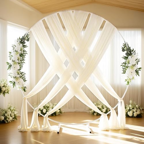 6 paneles de tela para arco de boda, color marfil, 6 yardas, cortina de telón de fondo transparente, tela de gasa para decoración de bodas, fiestas,