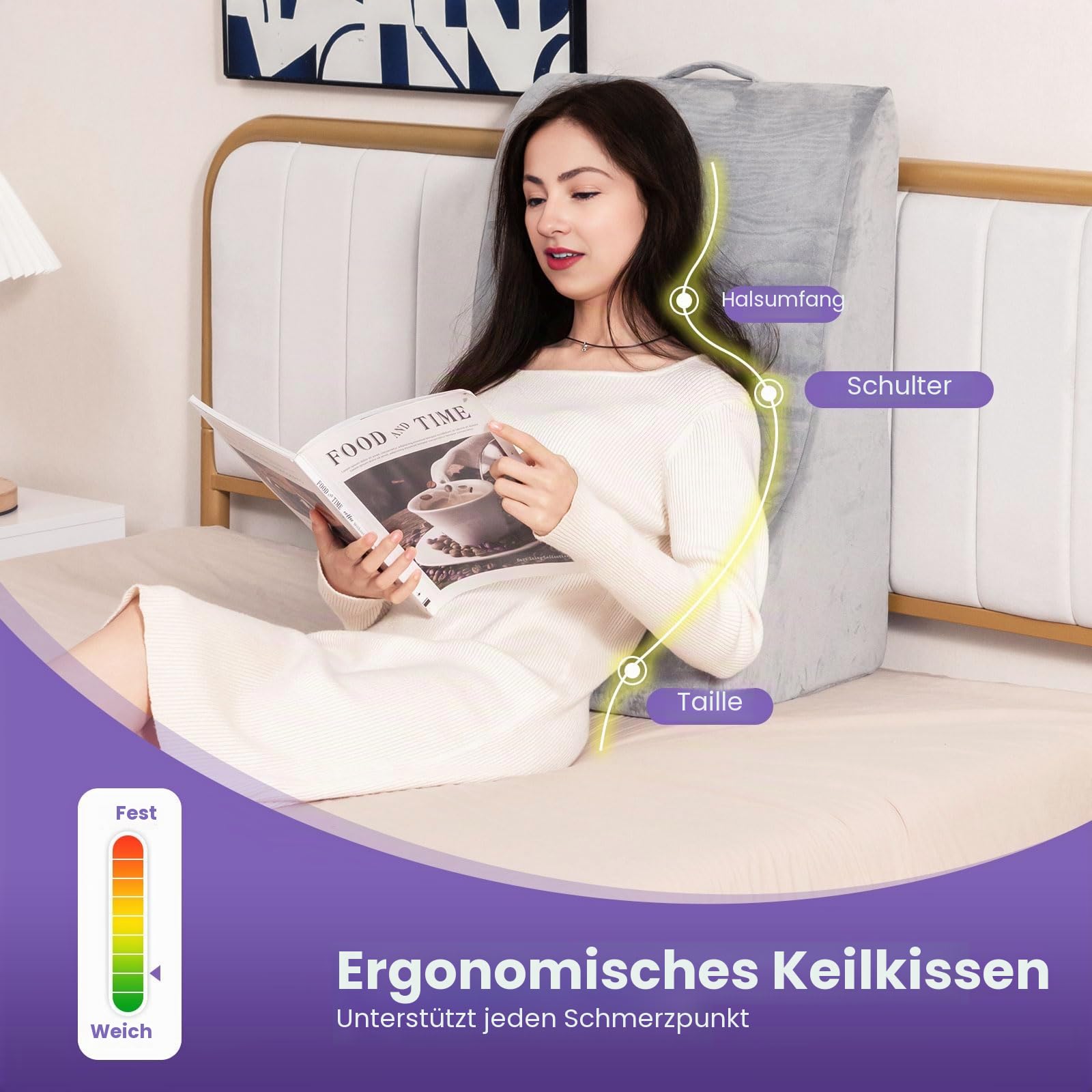 GIANTEX Rückenkissen Lesekissen Sofa, Multifunktions-Keilkissen