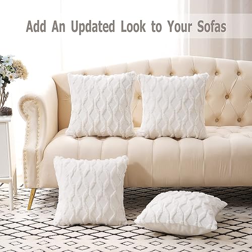 Miniatura 2 de Volcanics - Paquete de 2 fundas decorativas para cojín cuadrado de 16 x 16 pulgadas, de lana sintética y terciopelo, super suave, estilo rural y