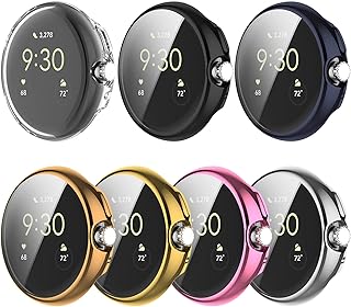 Case Covers Compatible with Google Pixel Watch Case, Ultra Slim Soft TPU Case&Screen Protector Full Cover Protective Case for Google Pixel Smart Watch (7-Pack)