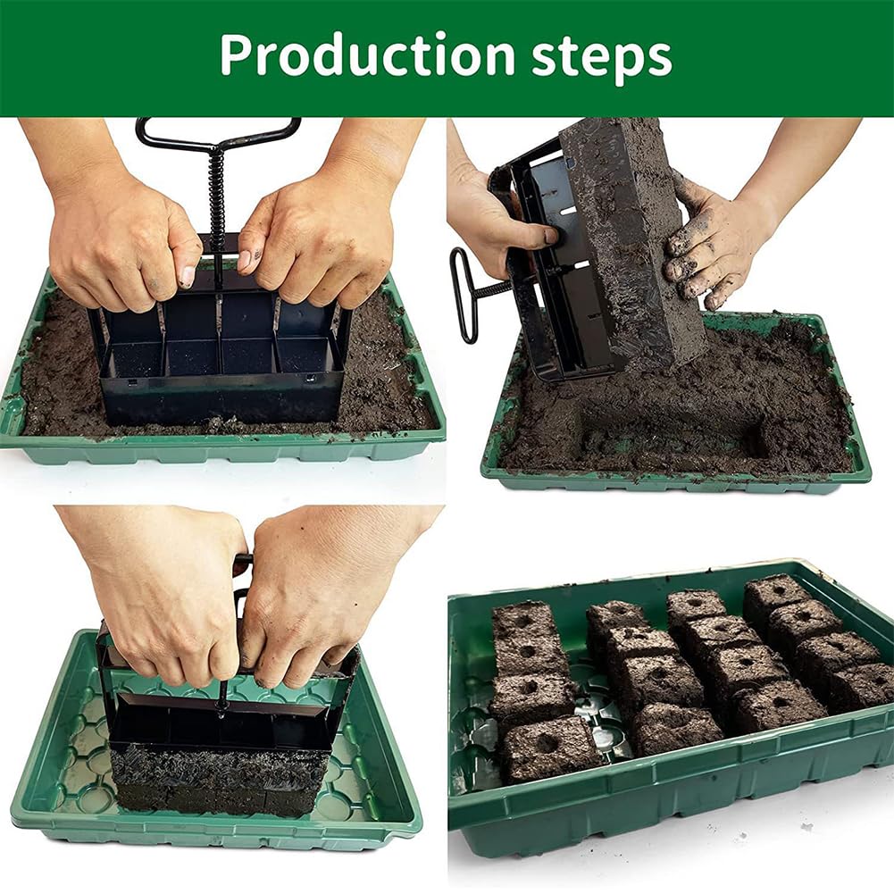 Juego de 5 Herramientas manuales para Hacer Bloques de Tierra jardinería, germinación de Semillas y como Bloqueador de Tierra ecológico