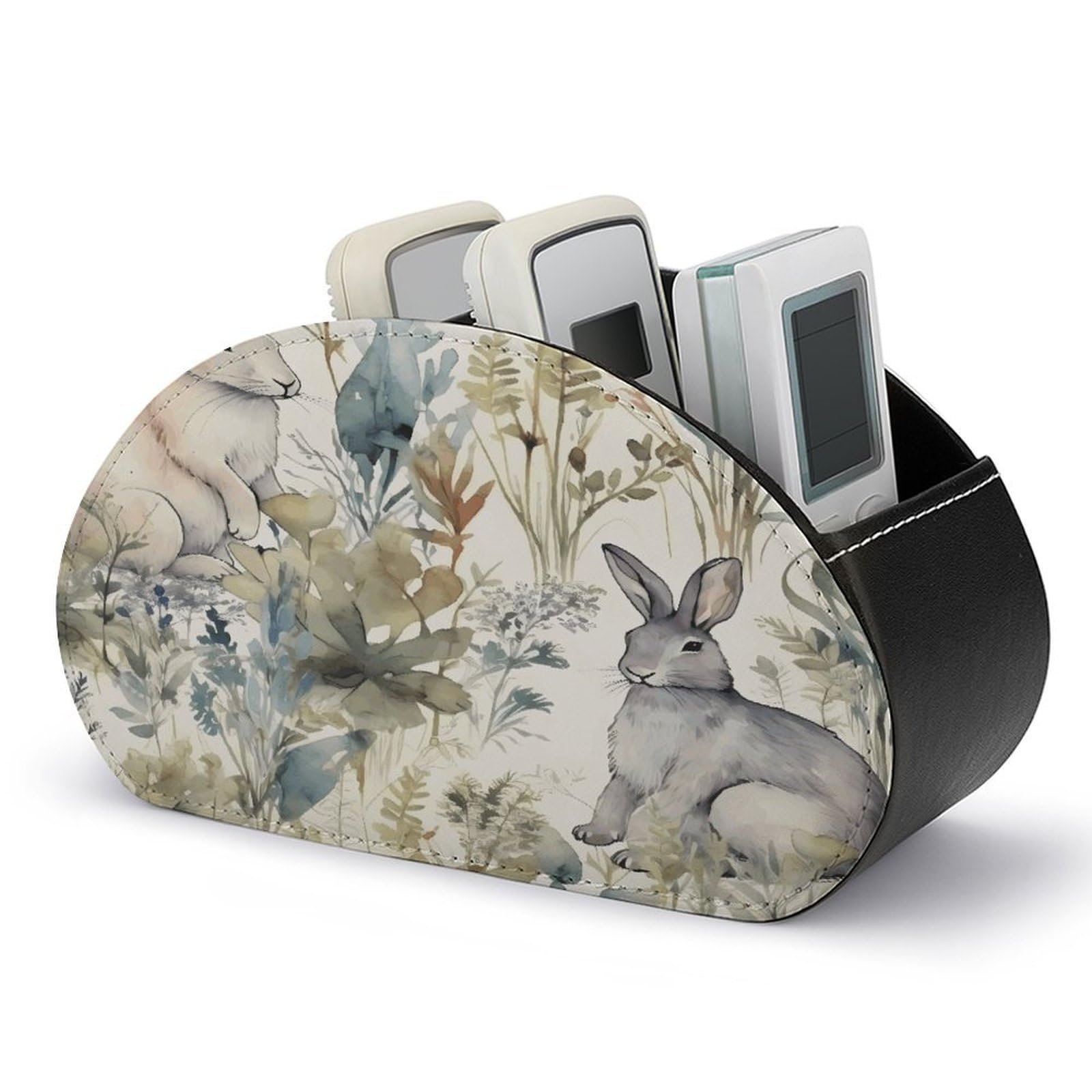 Btcowzrv Style Hand Drawn Rabbit Remote Control Holder With 5 Compartments