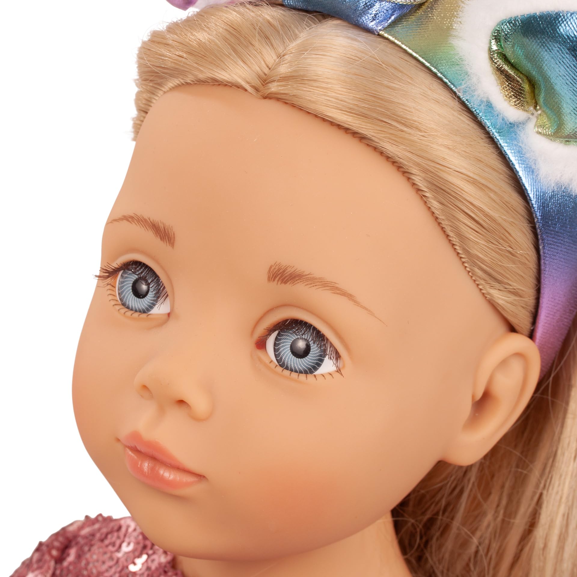 Götz 2666009 Happy Kidz Anna Einhorn Puppe 50 cm Multigelenk-Stehpuppe | 6-tlg, für Kinder ab 3 Jahren, blonde Haare, blaue Augen, 9 Gelenke, posierbar, frisierbar, Vinylhartkörper