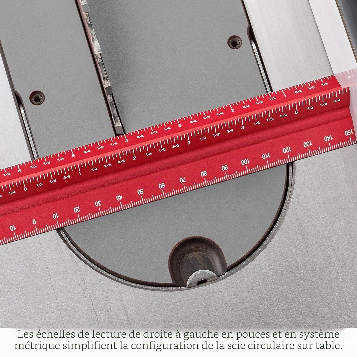 Woodpeckers Règle hexagonale 6 en 1 de 150 mm pour le travail du bois avec arrêt, pouces, échelles métriques et de centrage, mesure R2L et L2R, style architecte