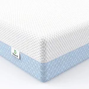 Crib Mattress, Dual Sided Comfort Memory Foam Toddler Bed Mattress, Triple-Layer Breathable Premium Baby Mattresses for Infant and Toddler w/Removable Outer Cover - White&Blue