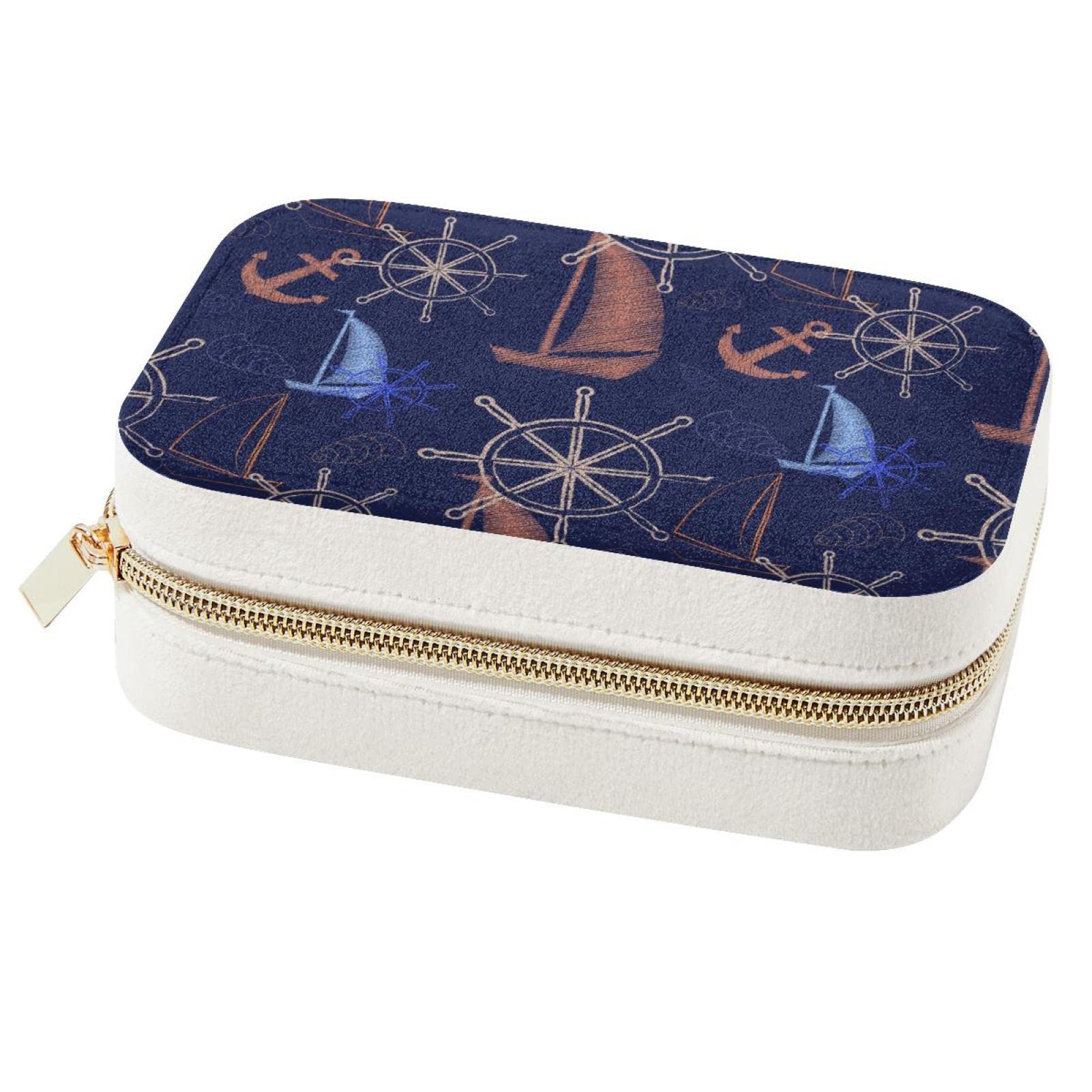 Boîte à bijoux de voyage en forme de bateau boîte de rangement portable pour femmes et filles