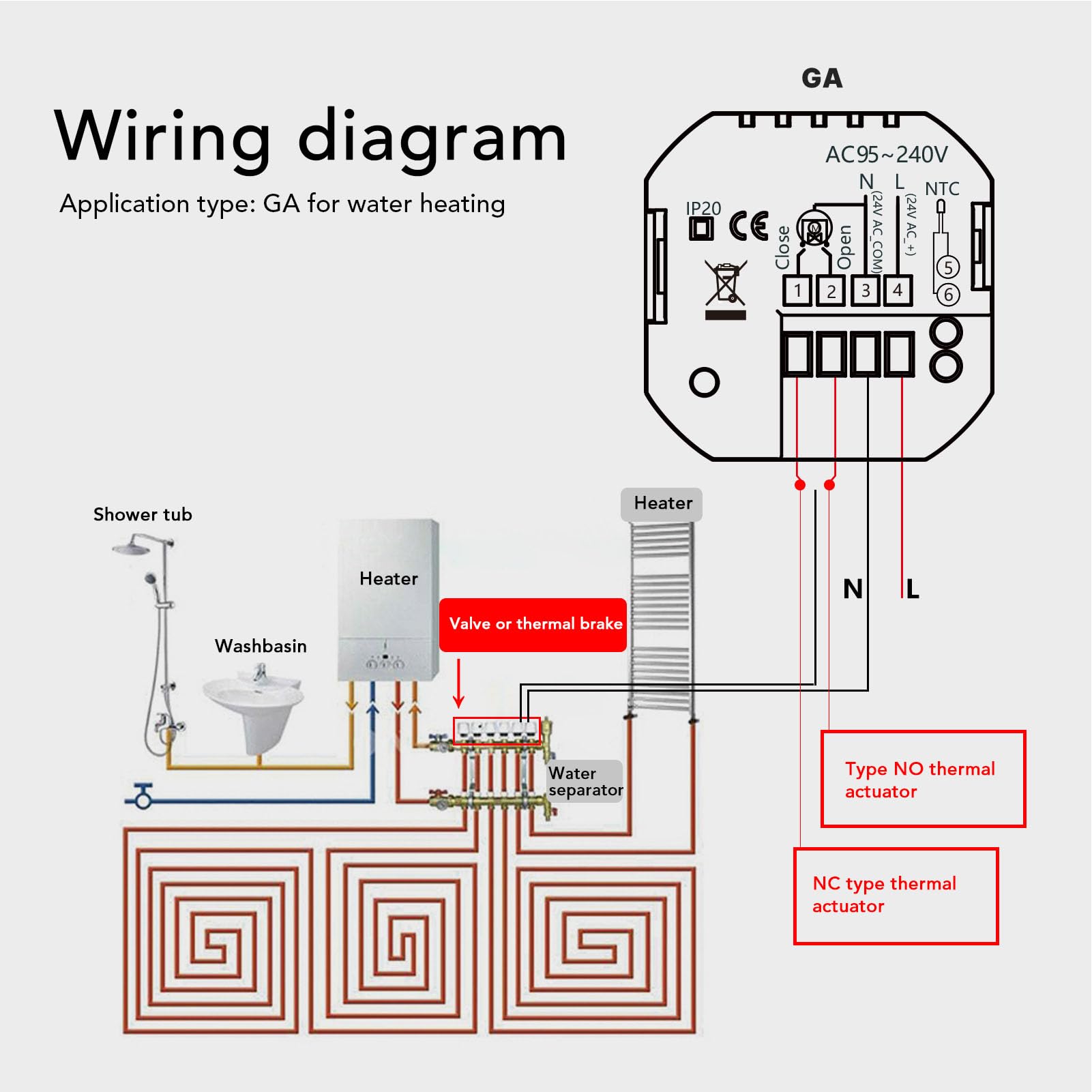 Jeanoko Termostat Wifi Regulowana jasność Stylowy Cyfrowy Regulator