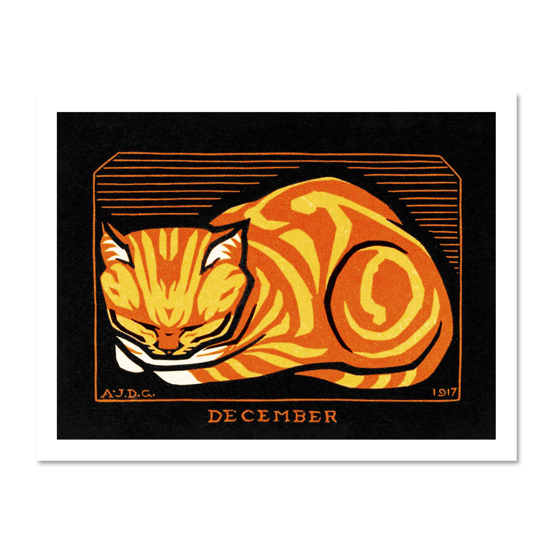 Wee Blue Coo December Cat Julie De Graag Large Framed Art Print Wall Poster 18x24 inch