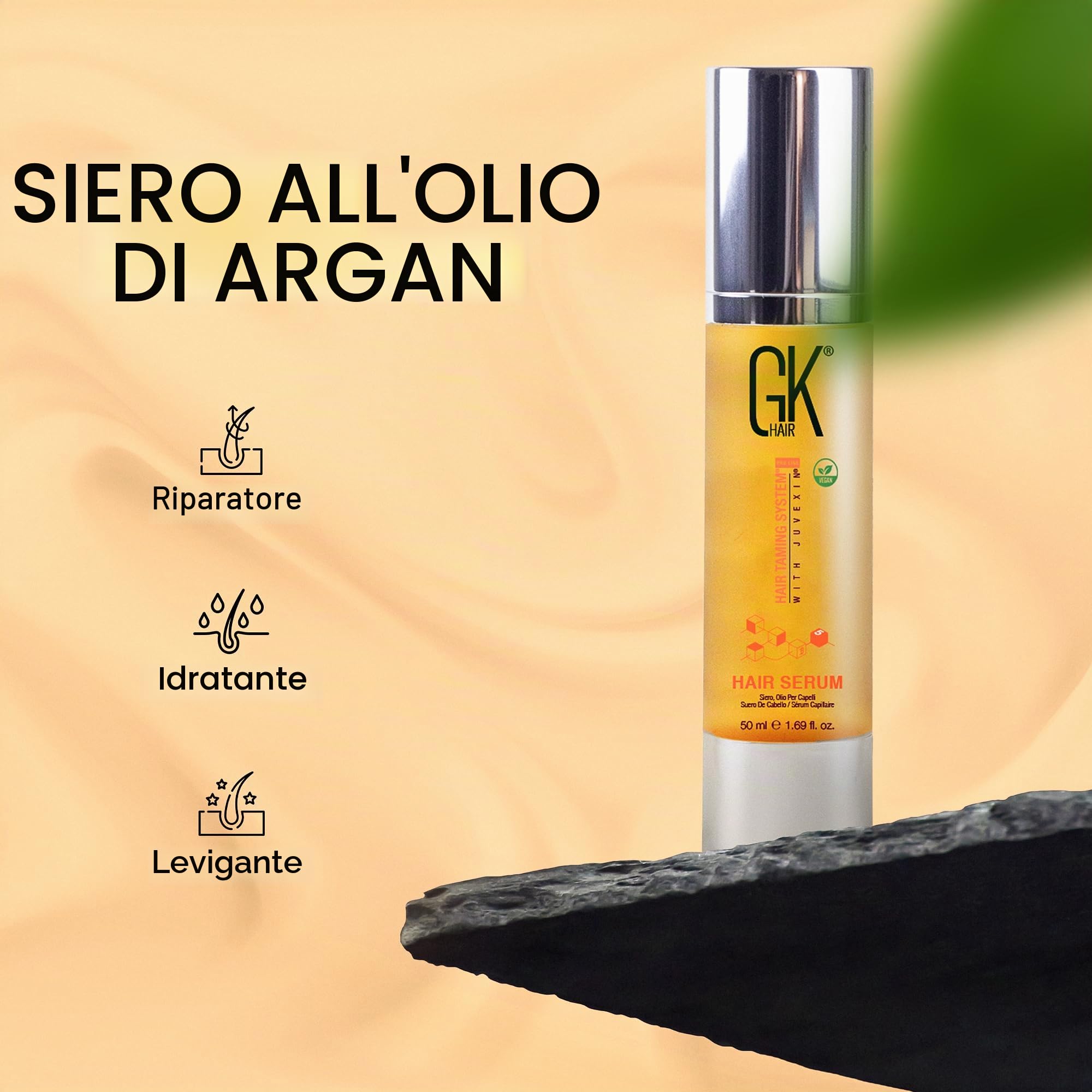 GK Hair Cheratina Globale Siero per Capelli all'Olio di Argan Bio Controllo del Crespo Riparazione dei Capelli Secchi e Danneggiati Effetto Levigante 1.69 Fl Oz