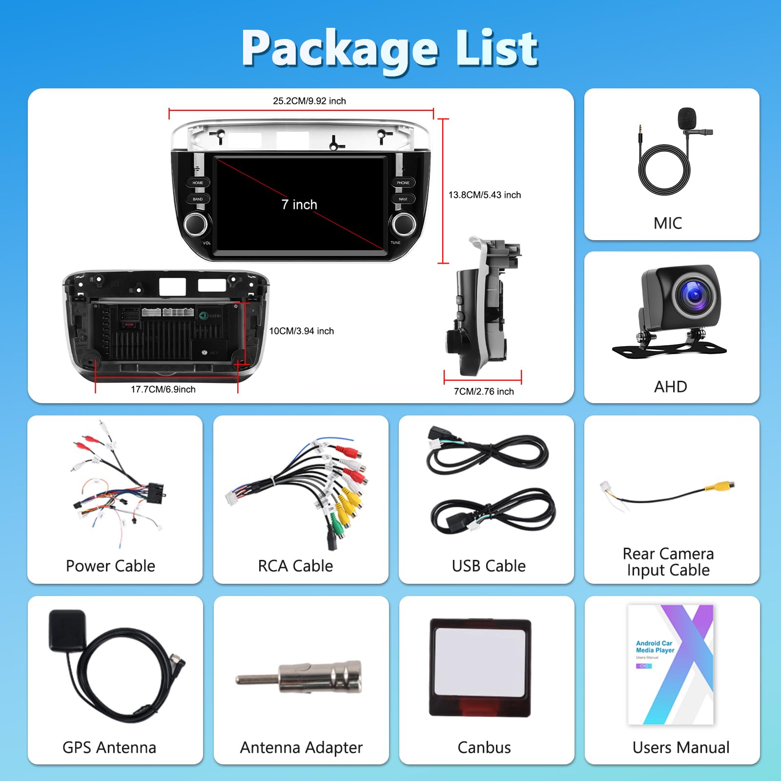 Carplay Autoradio per Fiat Punto 2012-2015 con Wireless Android Auto 2G+64G, Bluetooth Car Stereo Schermo con GPS Navigation 5G WiFi RDS/FM SWC USB Mirror Link +Canbus+AHD/CVBS Telecamera