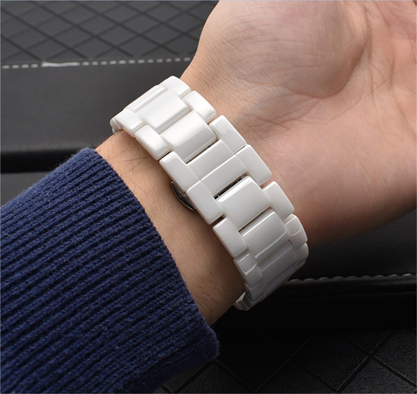 Cinturino universale in ceramica di colore brillante, 18 mm, 20 mm, unisex, adatto per smart watch al quarzo (bianco, 20 mm)