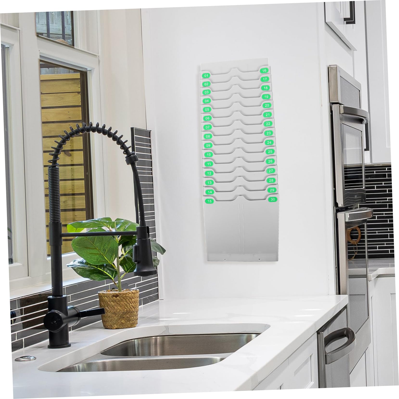 Porta Tessere Presenze Espandibile 30 Scomparti in Plastica | Organizer Schede Orario, Scaffale Pratico per Impiego Ripetuto, Struttura Flessibile
