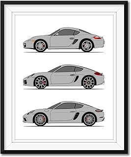 Porsche Cayman Generations Side/Profile (718/981/ 987) Inspired Poster Print Handmade Wall Art of the History and Evolution of the Cayman (Unframed)