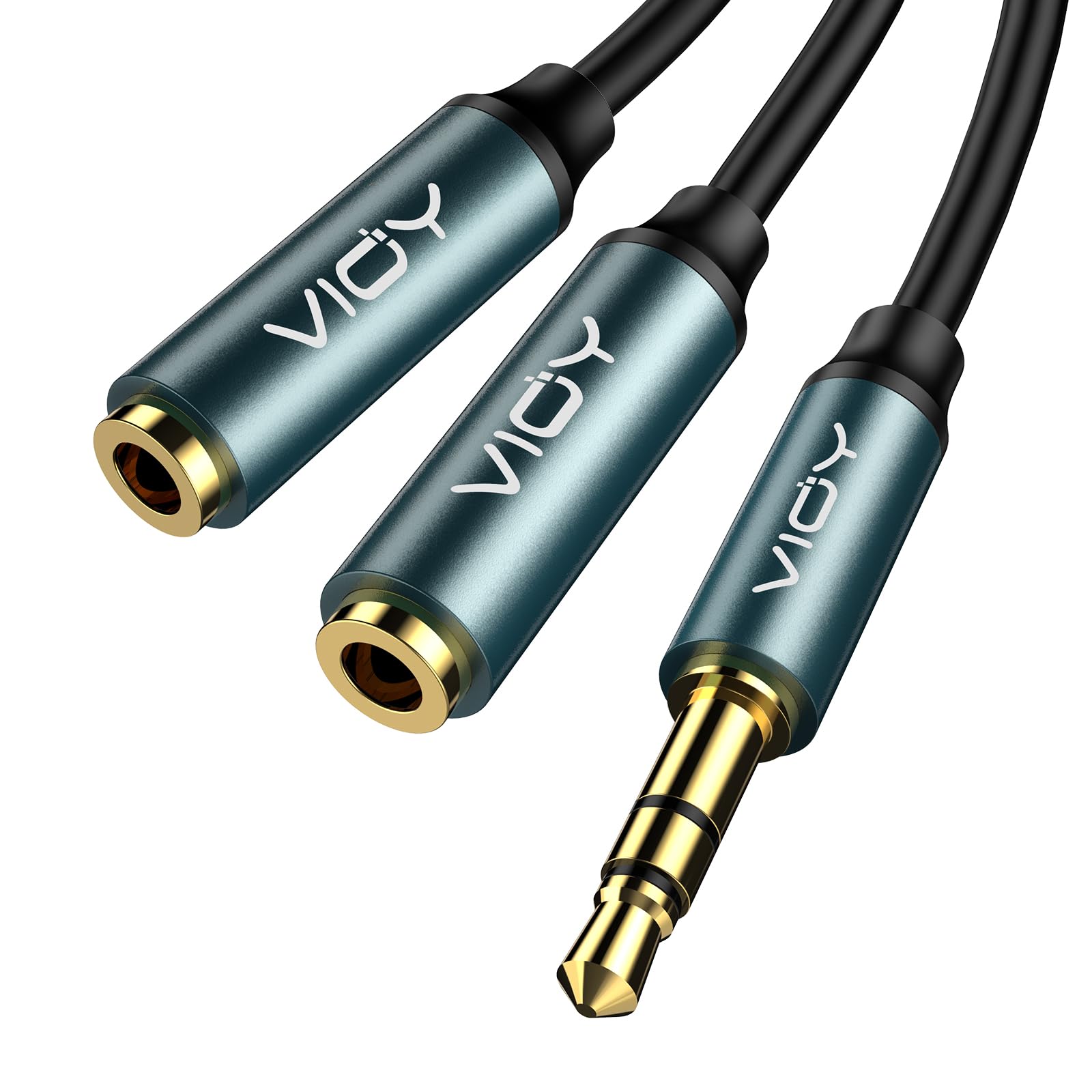 VIOY Confezione da 10 splitter per cuffie, doppio jack da 3,5 mm per cuffie, cavo splitter audio maschio a femmina, prolunga per cuffie a 2 vie, per smartphone (verde scuro)