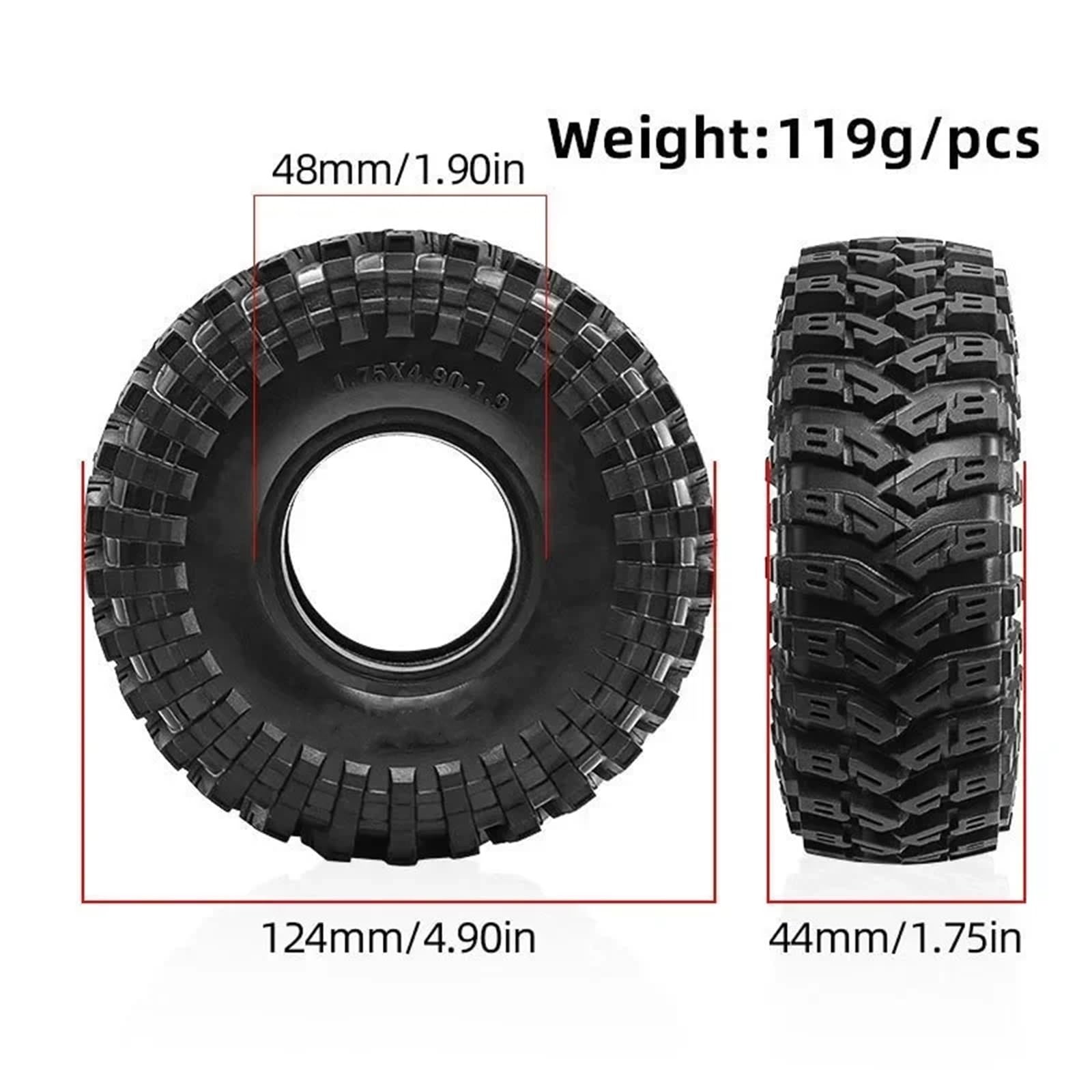 Per SCX10 90046 D90 Per TRX4 Per TRX6 4PC 1.9 "Pelle Pneumatici Arrampicata Scalatore Modello Accessorio Modificato Sostituzione Cingolati Camion Pneumatici Auto RC