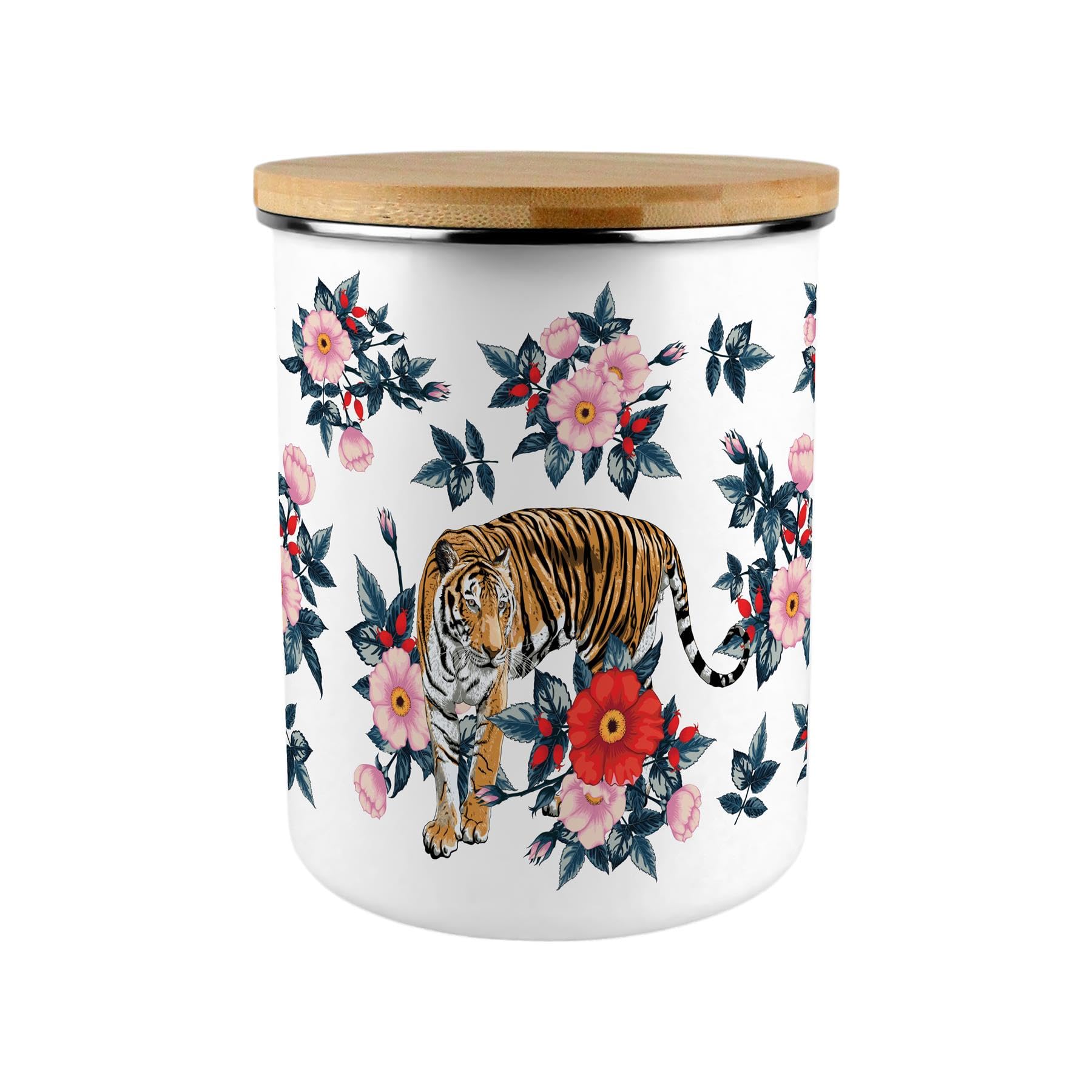 Exotic Tiger Storage Tin - 2.7L Extra-Large Home & Kitchen Canister